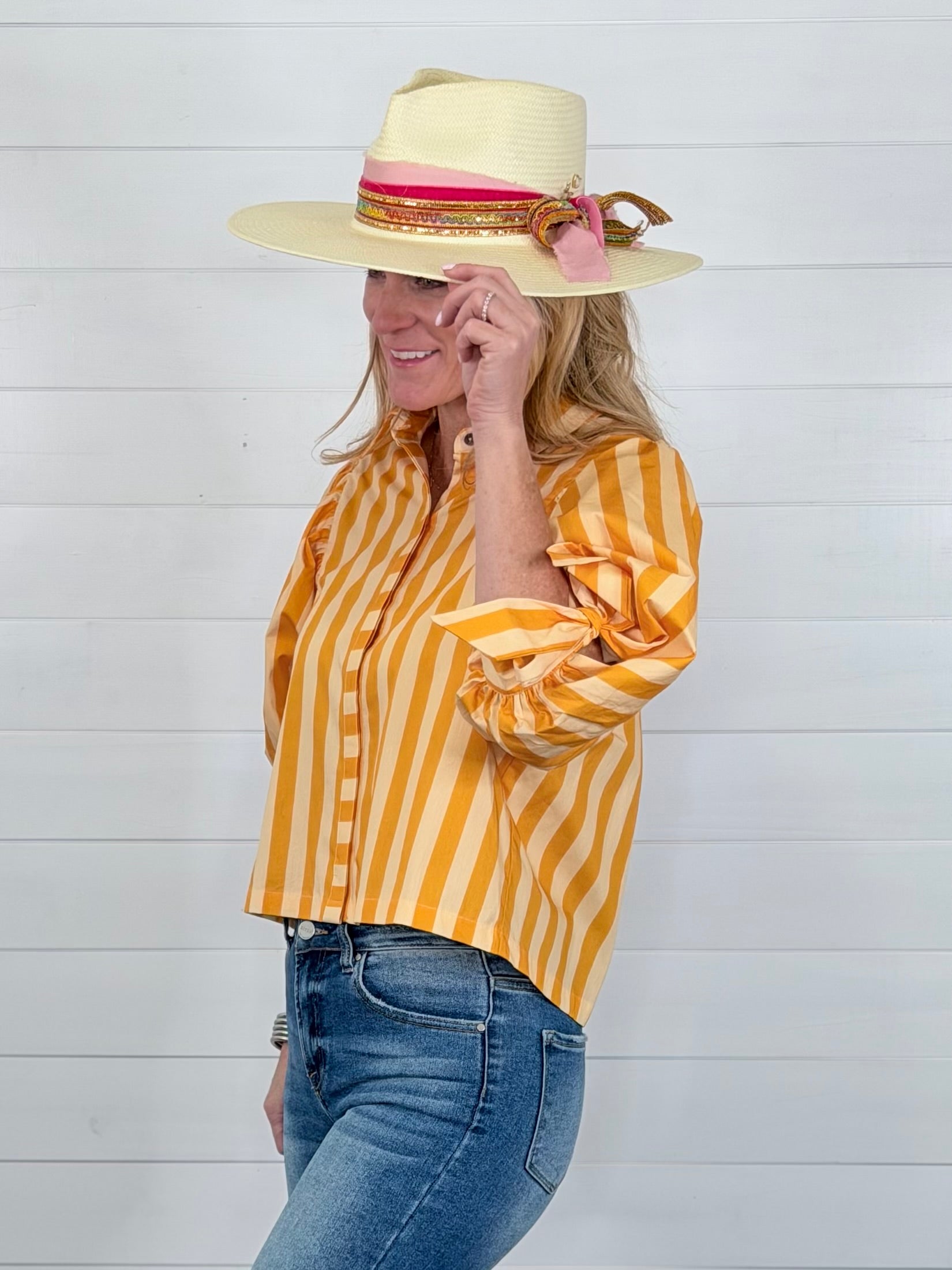 SADIE STRIPED TOP-YELLOW