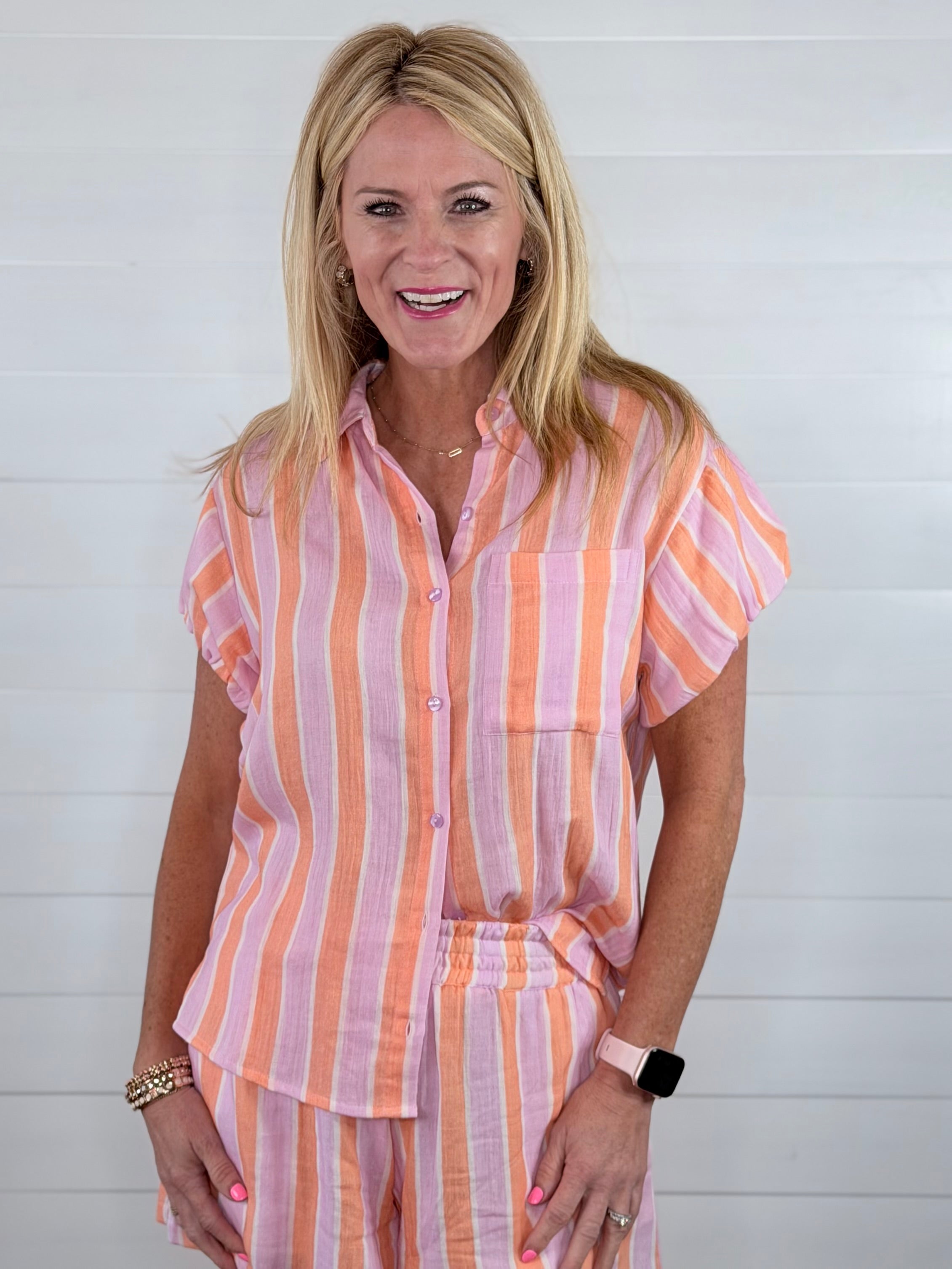 STRIPED GAUZE CAMP SHIRT