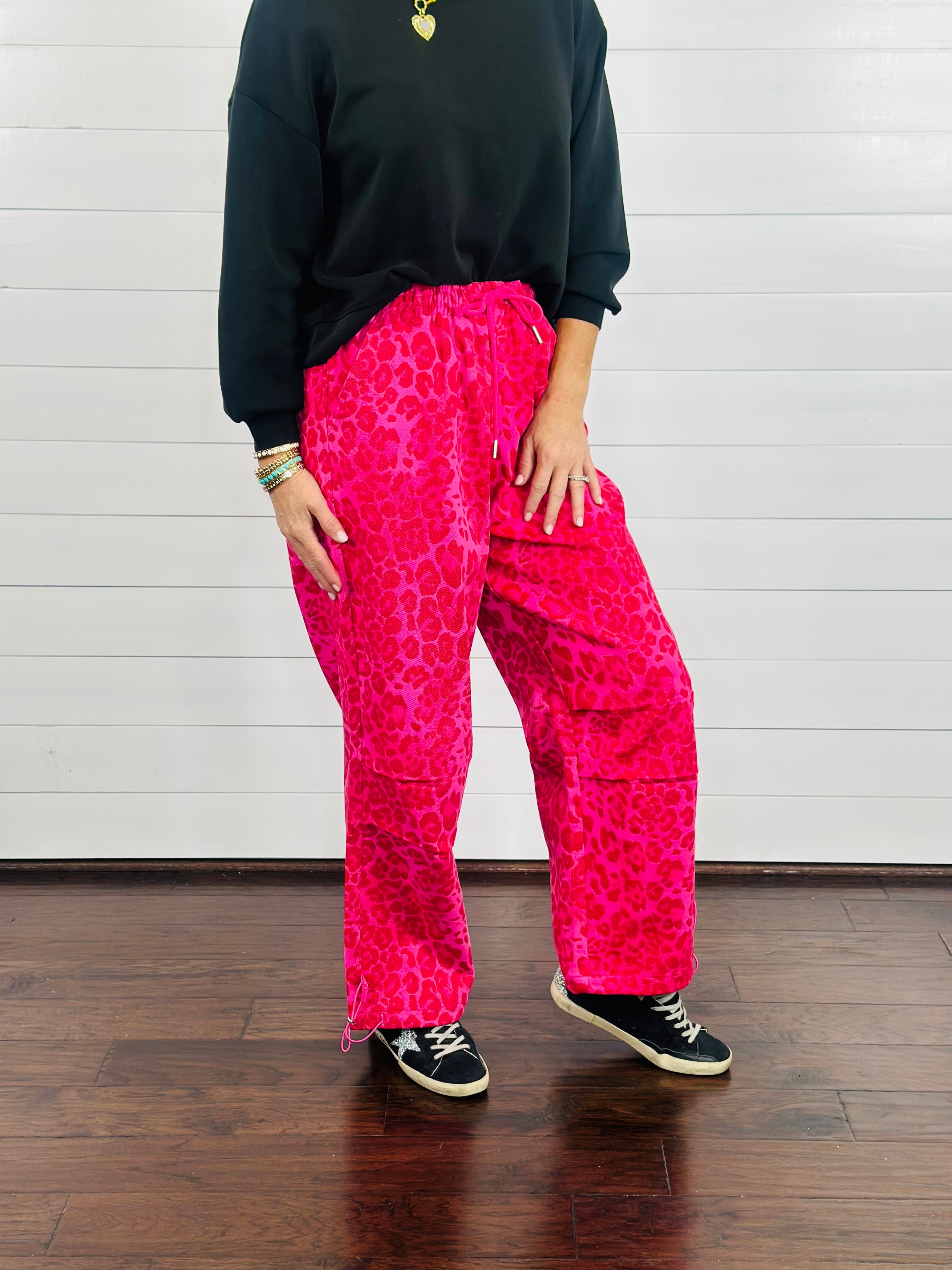 HOT PINK LEOPARD JOGGERS