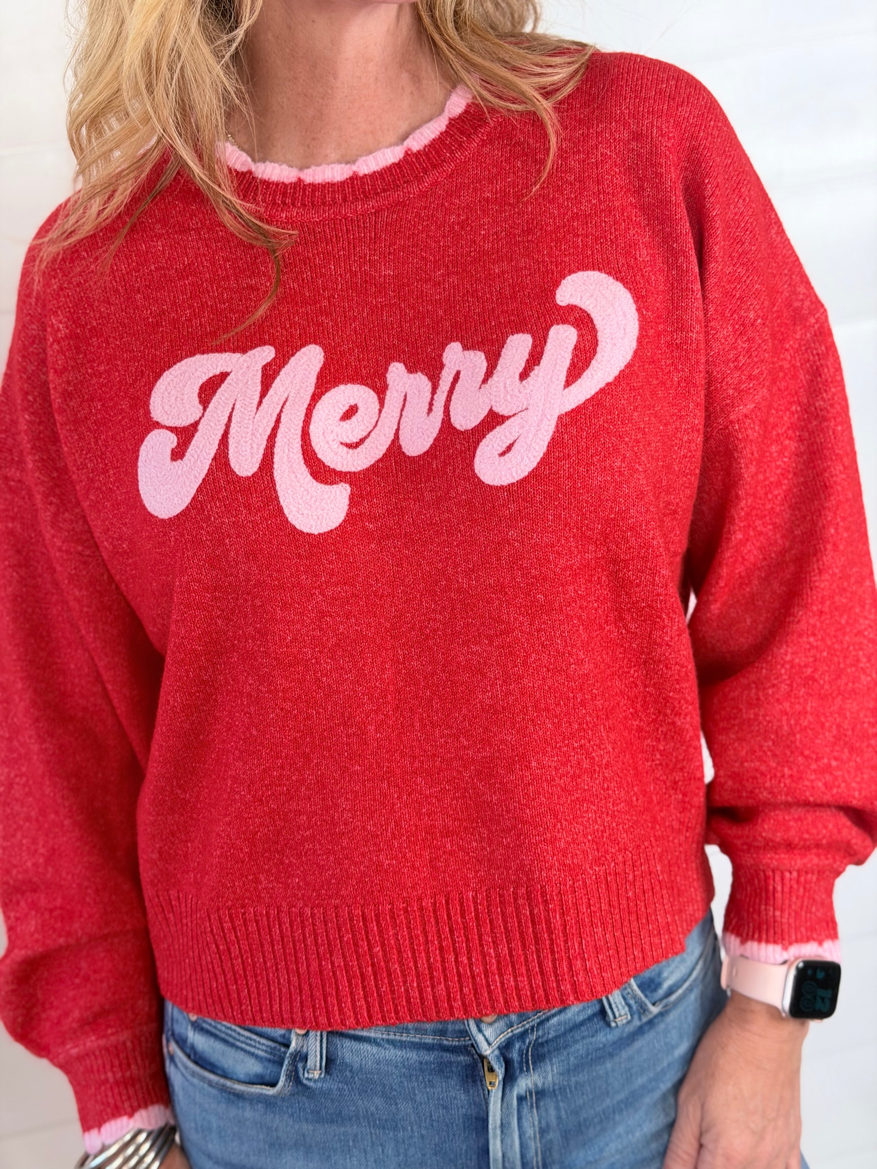 MERRY SCALLOPED TRIM SWEATER