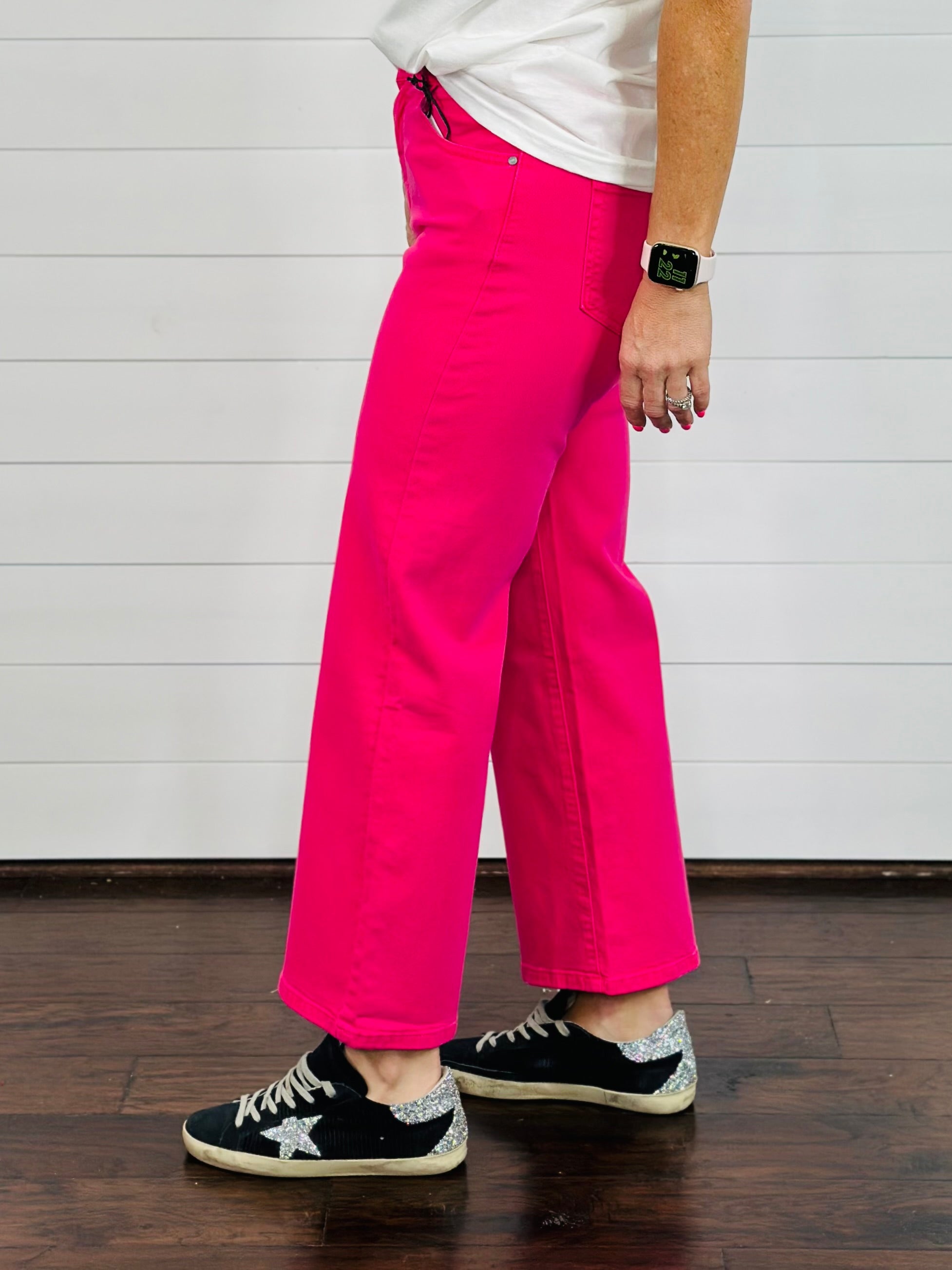 PINK WIDE LEG JEANS