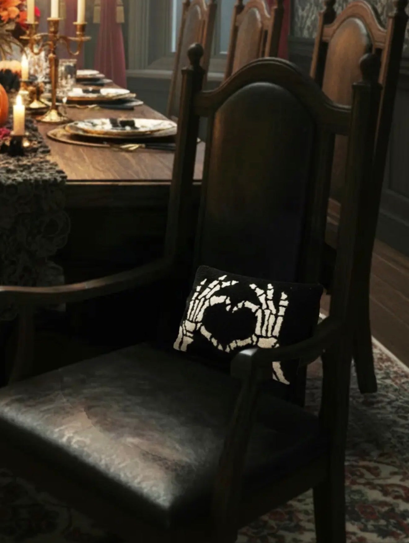 HEART SKELETON HAND PILLOW