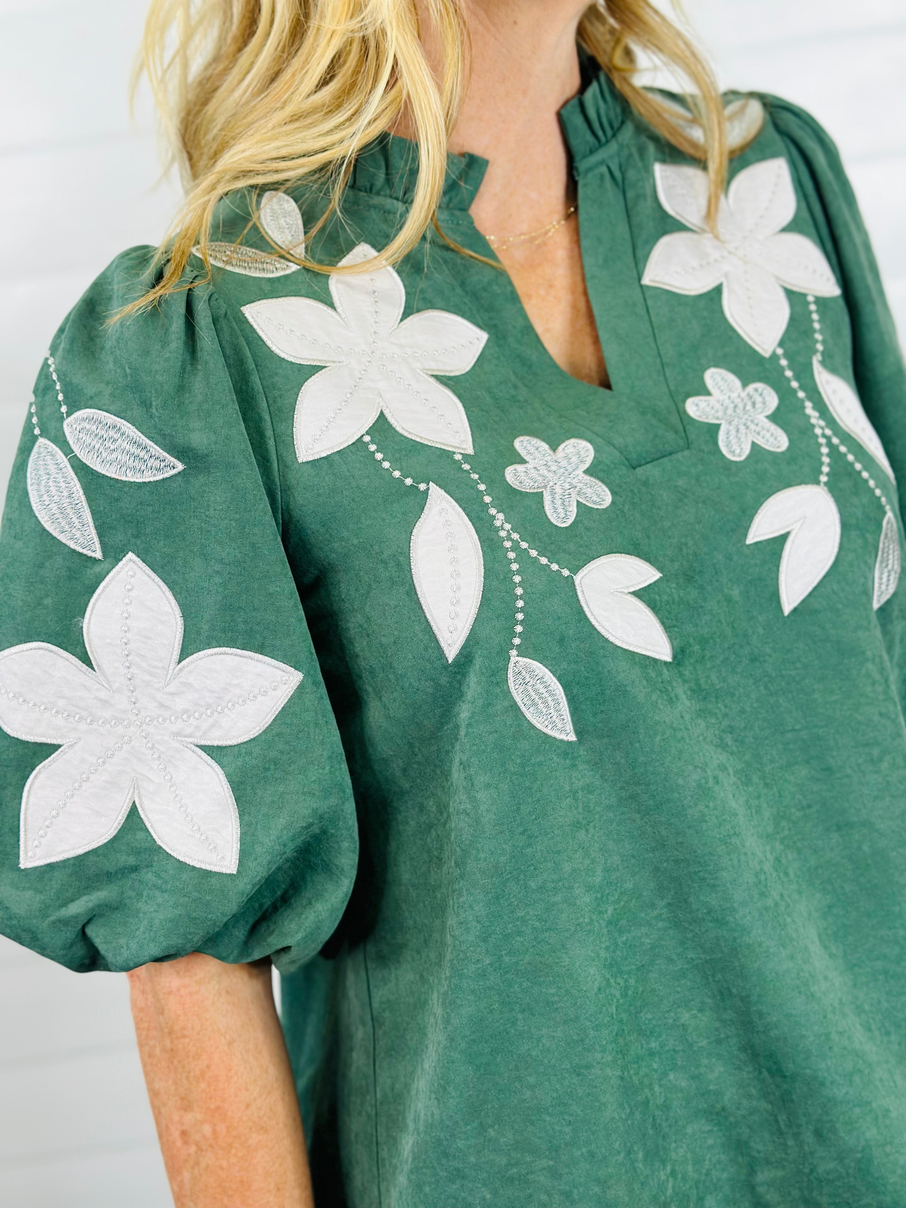 ODESSA BLOOMS TOP-H. GREEN