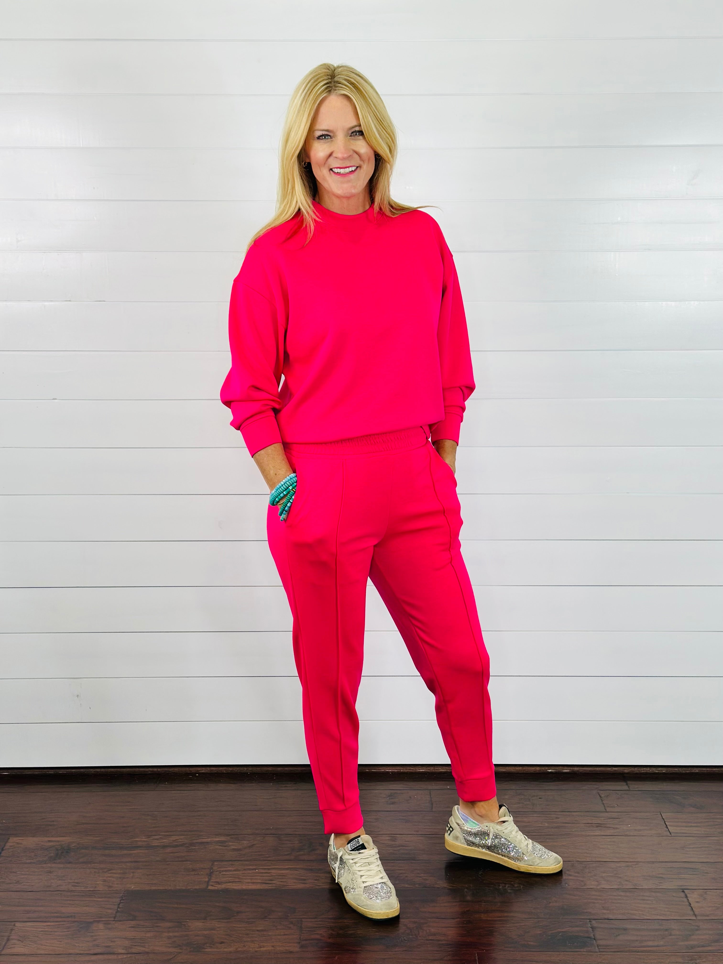 SCUBA MOCK NECK JOGGER SET-PINK