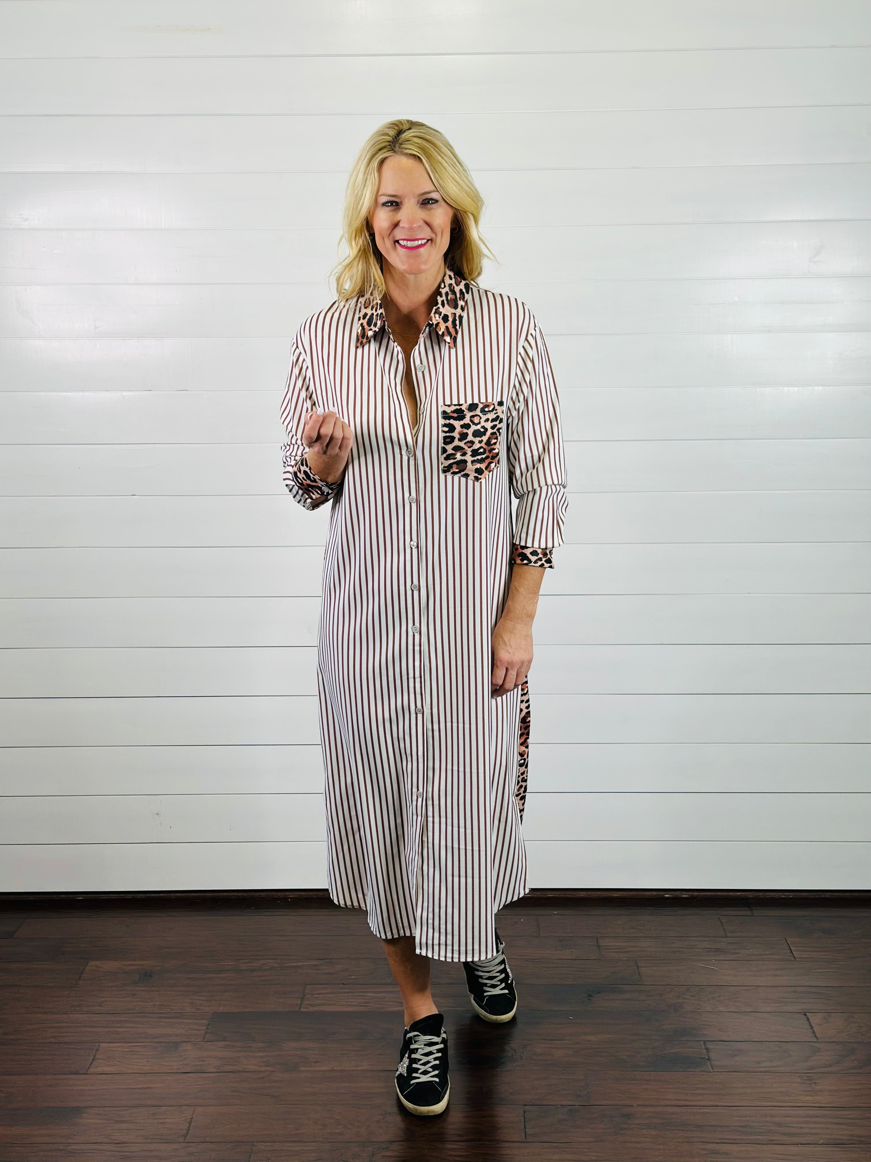 CONTRASTING LEOPARD DRESS