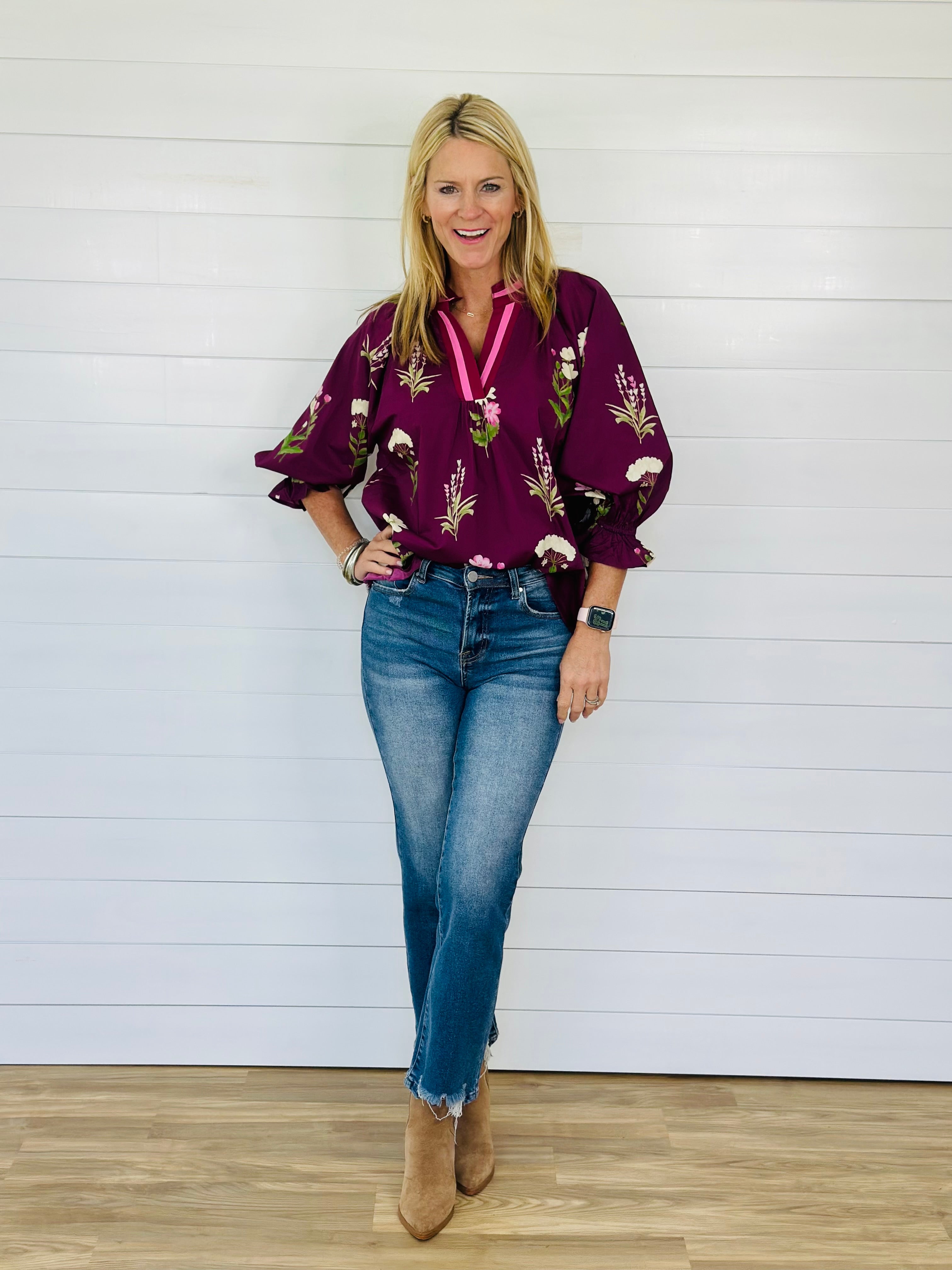 AUTUMN BLOOMS TOP-PLUM MIX