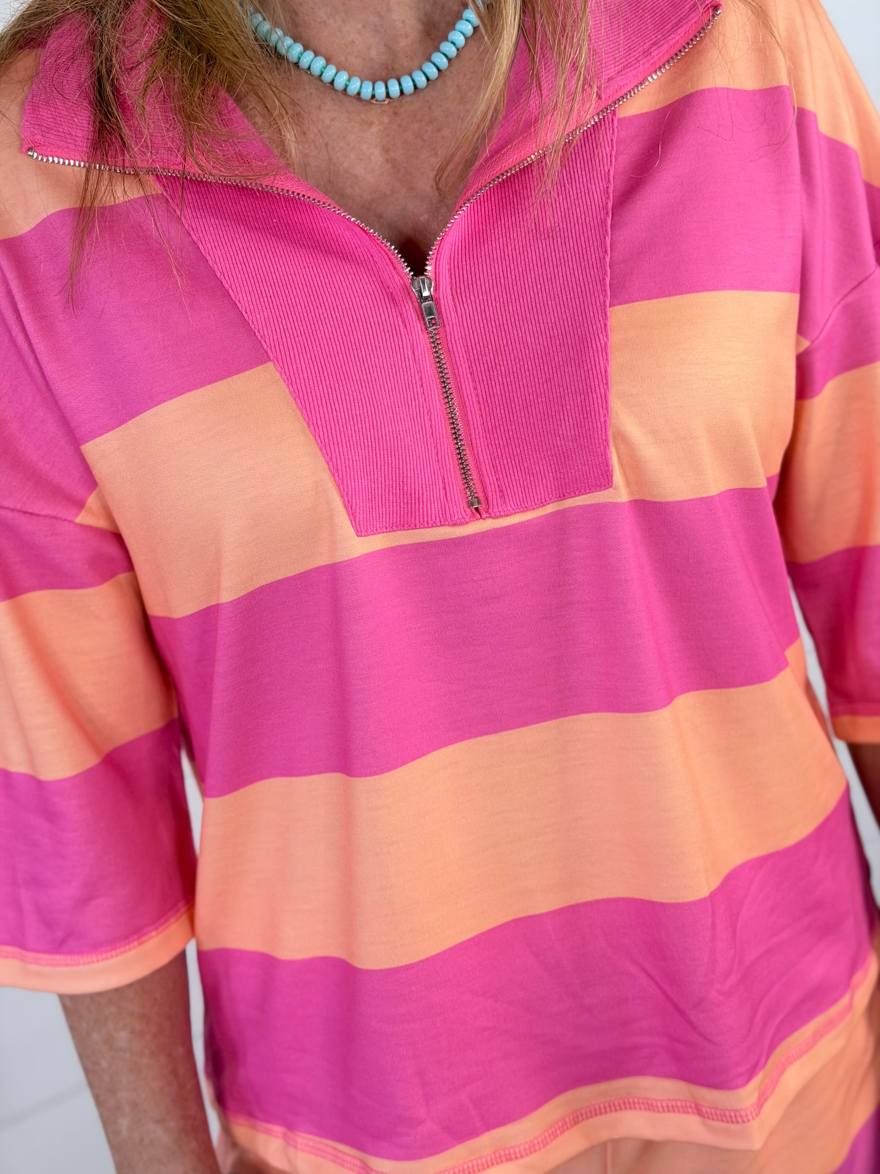 RUGBY STRIPE SET-PINK/ORANGE