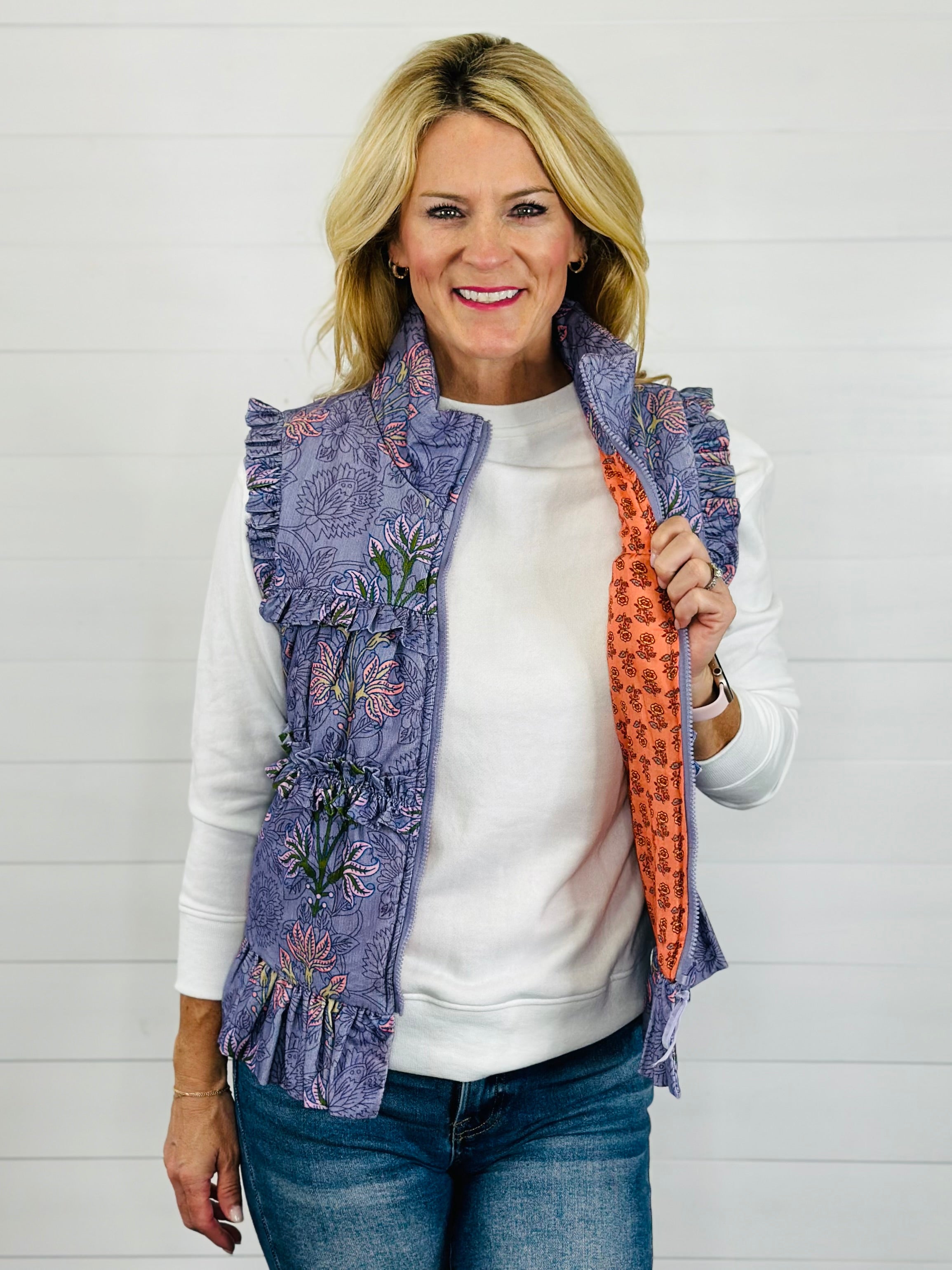 BLOCK PRINT CORDUROY VEST