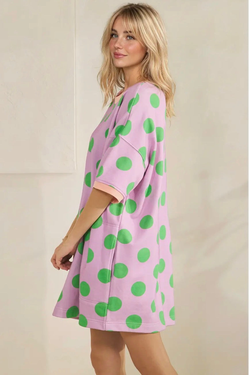 PLAYFUL POLKA DOT DRESS-LILAC