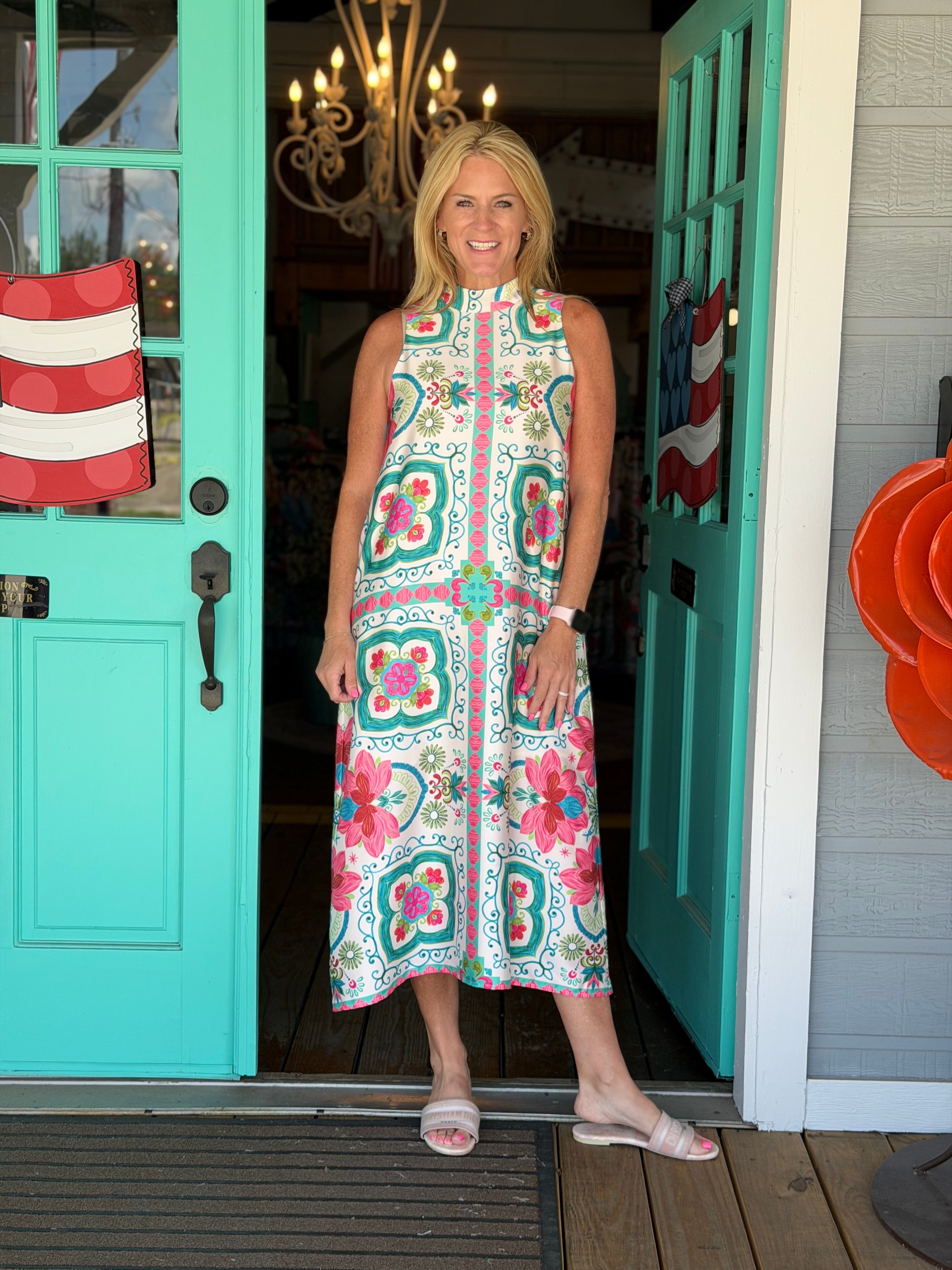 WATERCOLOR MEDALLION DRESS