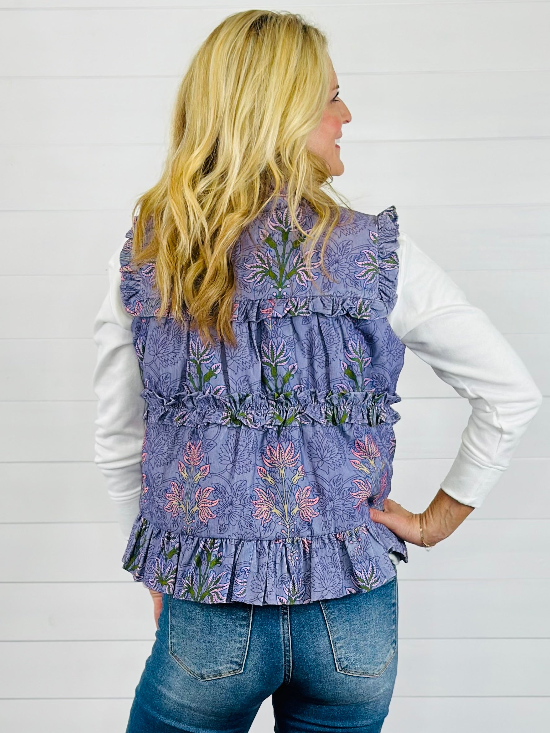 BLOCK PRINT CORDUROY VEST