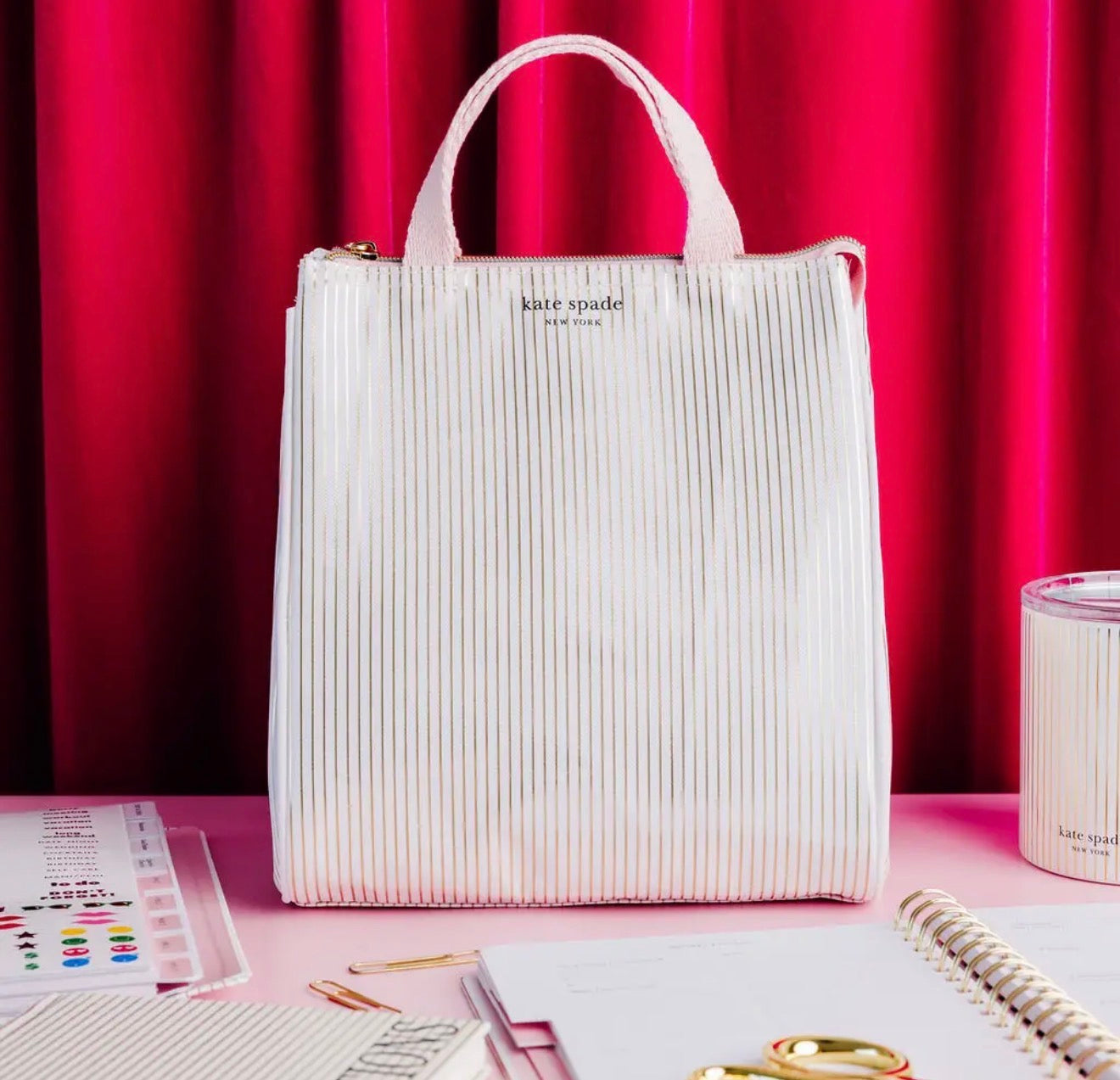KATE SPADE GOLD STRIPE LUNCH KIT