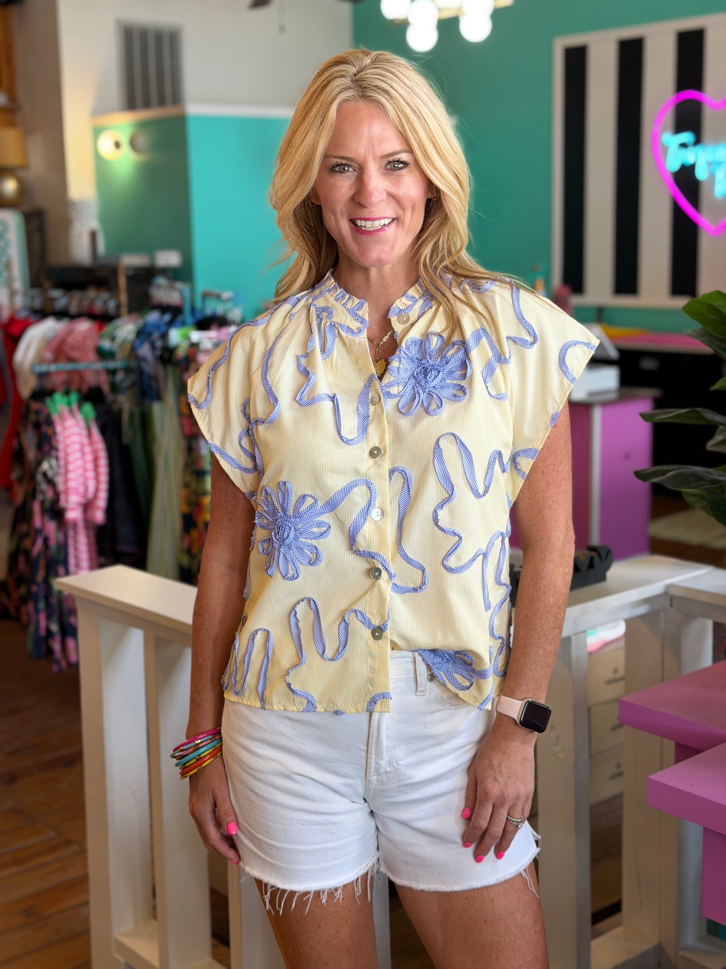 FLORAL RIBBON TOP