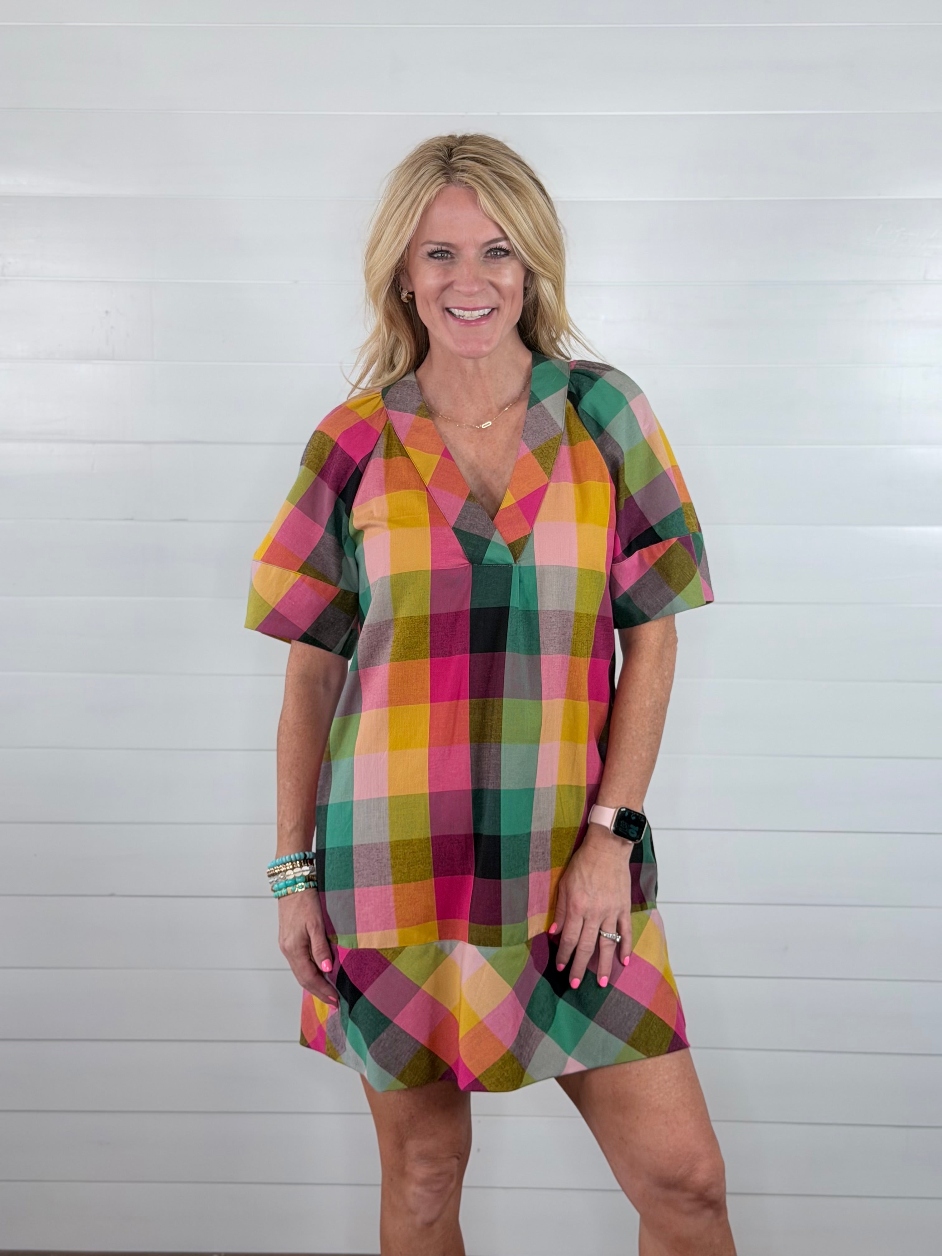CHECKED SHIFT DRESS