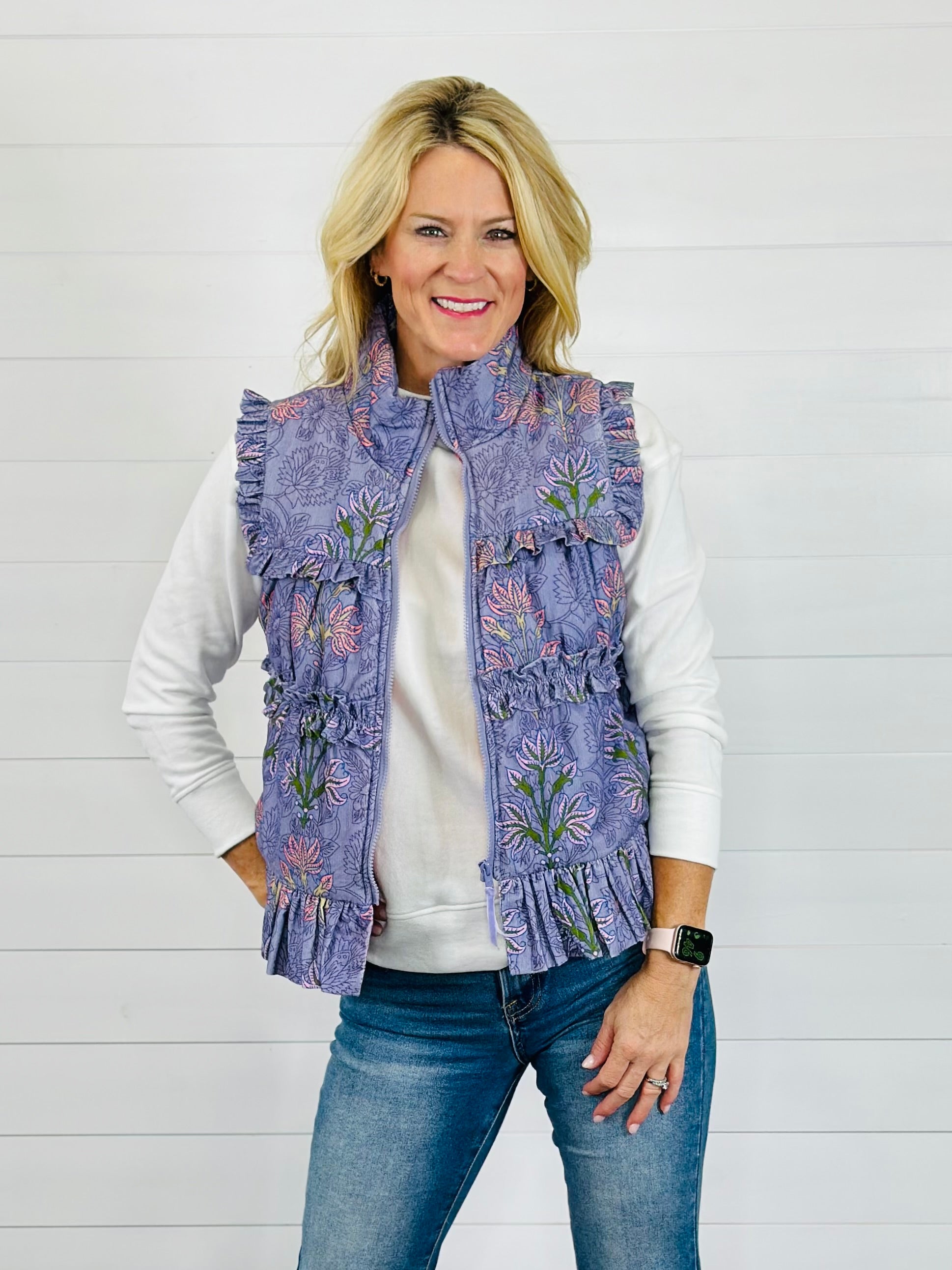 BLOCK PRINT CORDUROY VEST