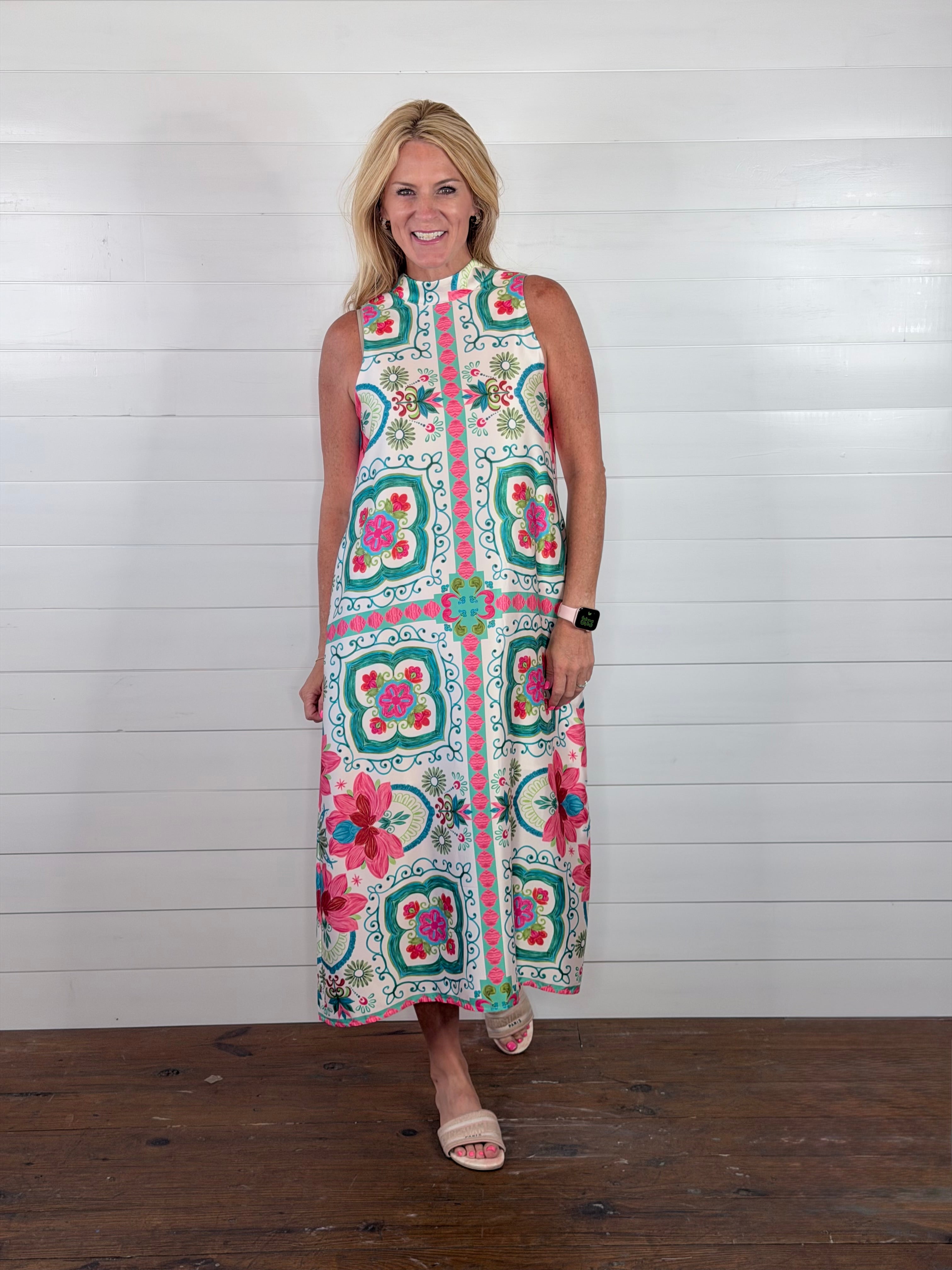 WATERCOLOR MEDALLION DRESS