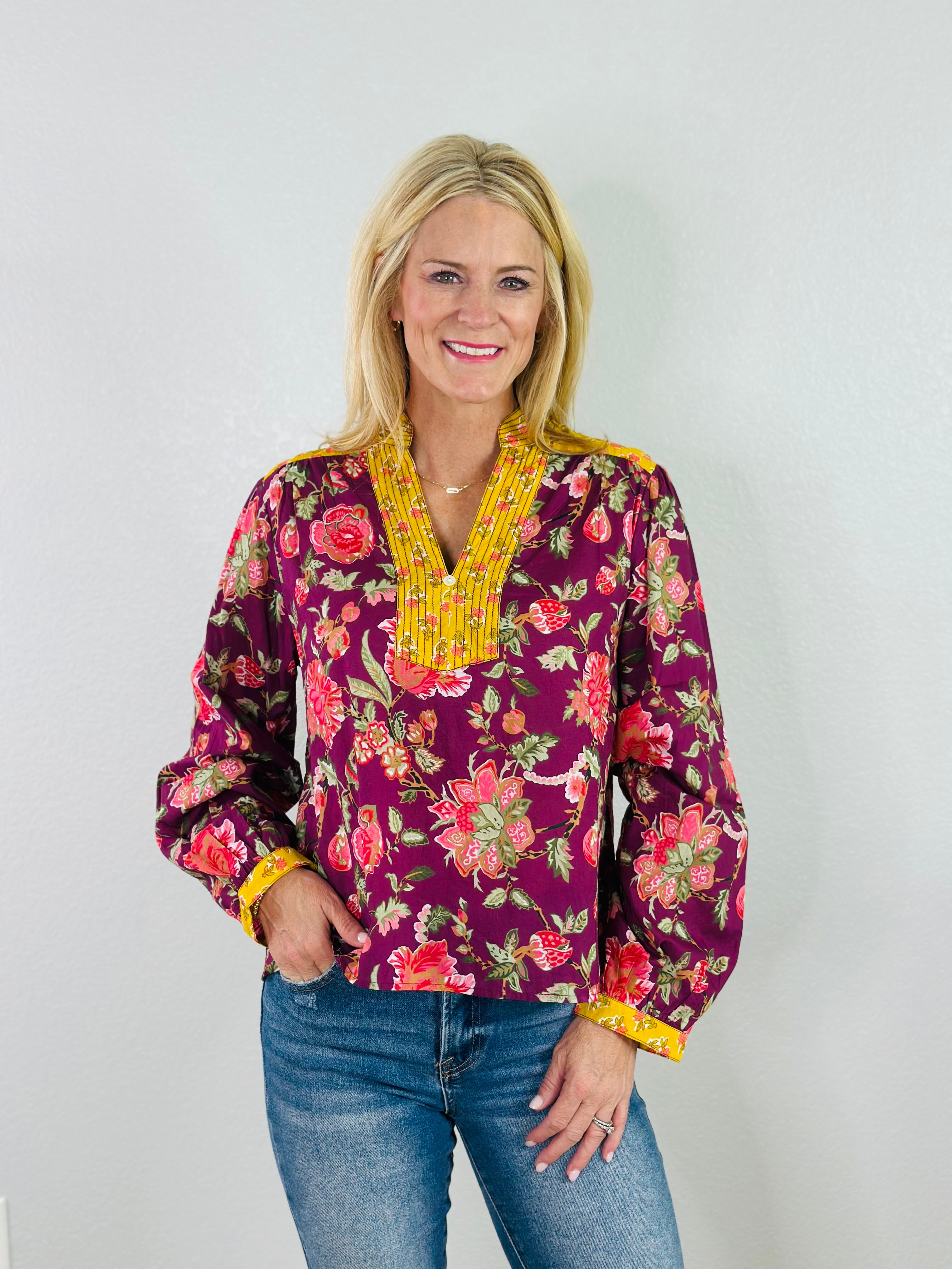 FLORAL WONDER TOP-PLUM