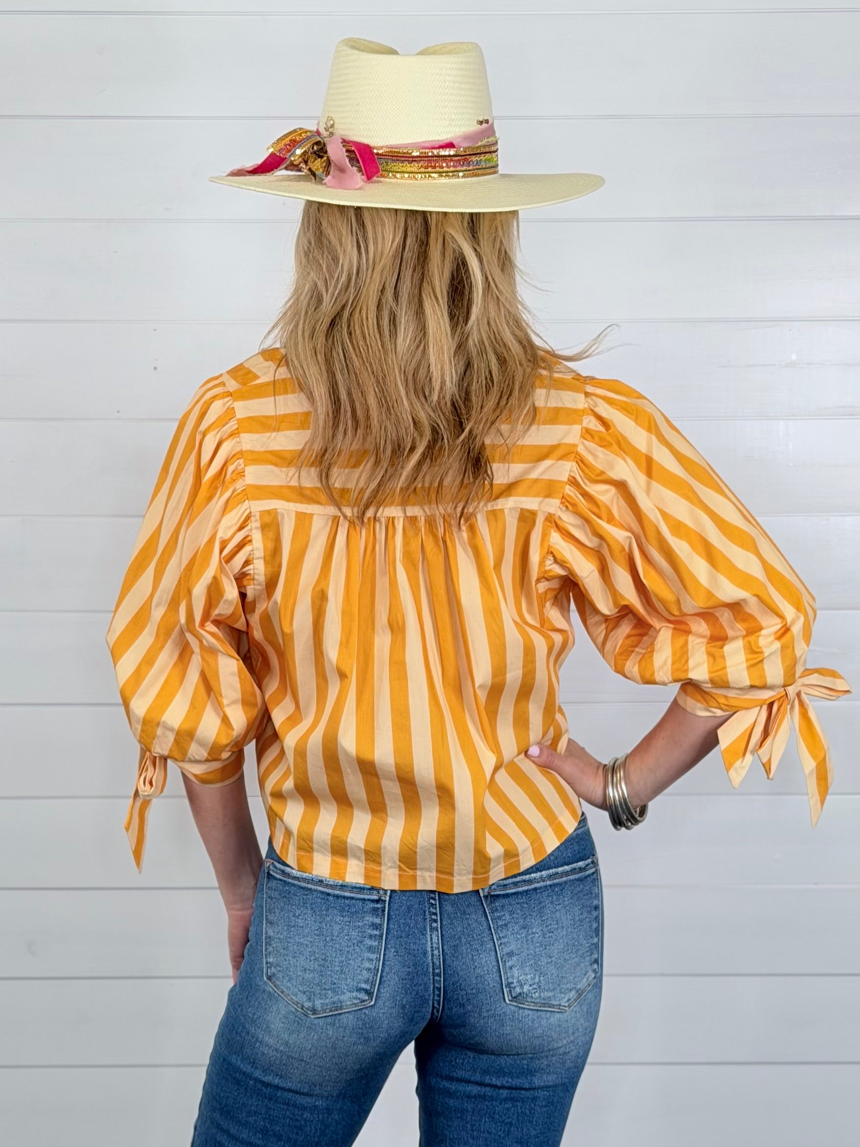SADIE STRIPED TOP-YELLOW