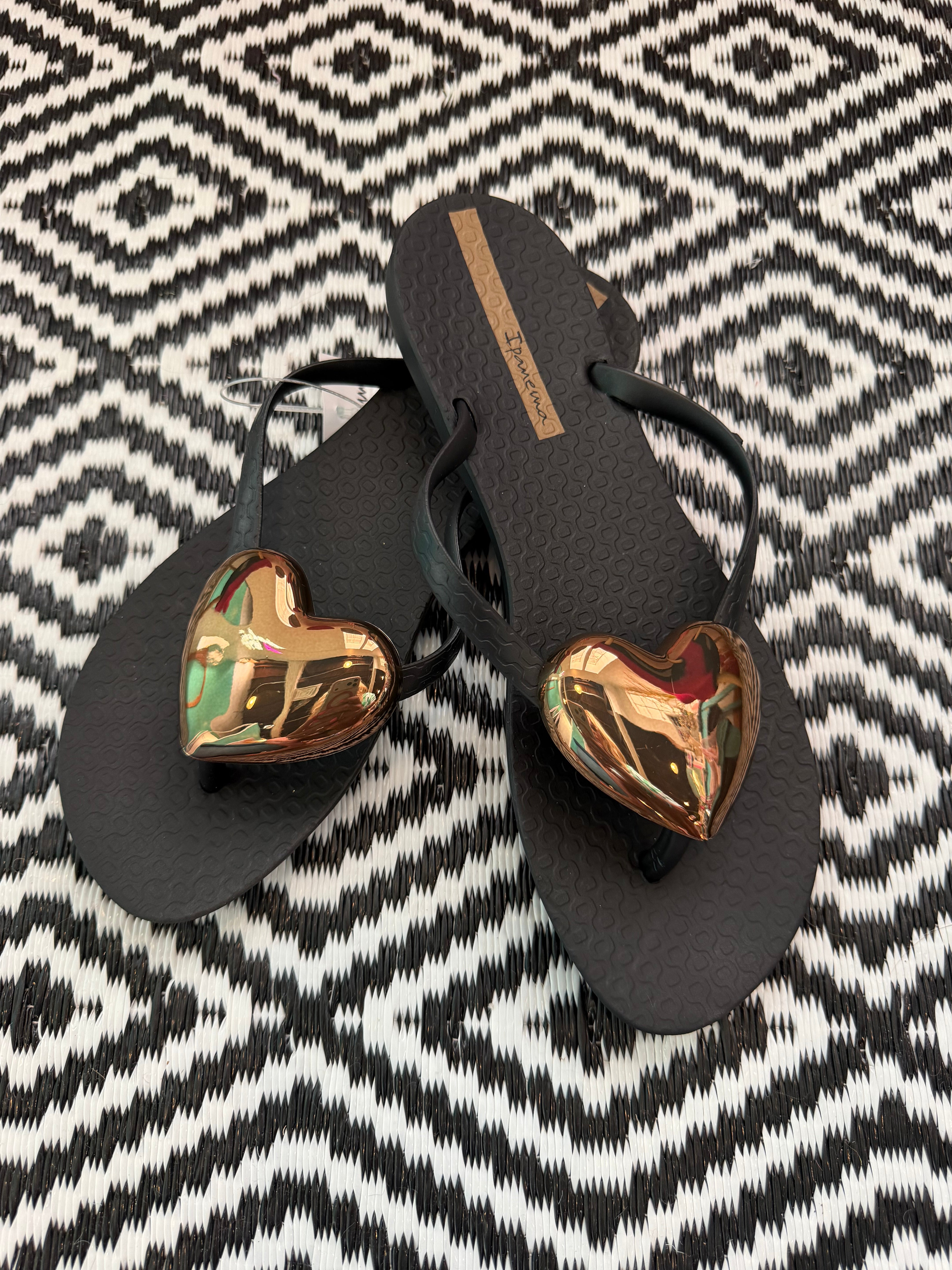 IPANEMA HEART FLIP FLOP-BLACK