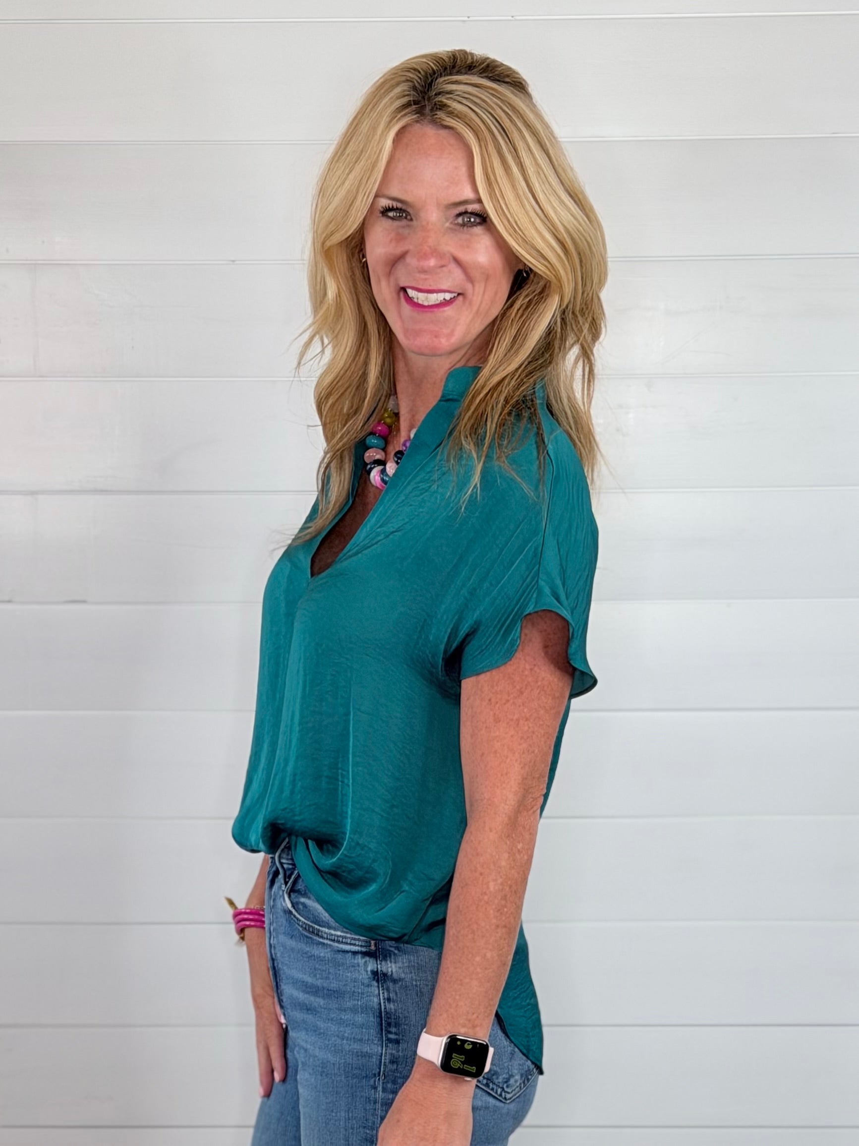 TINSLEY BLOUSE-EMERALD