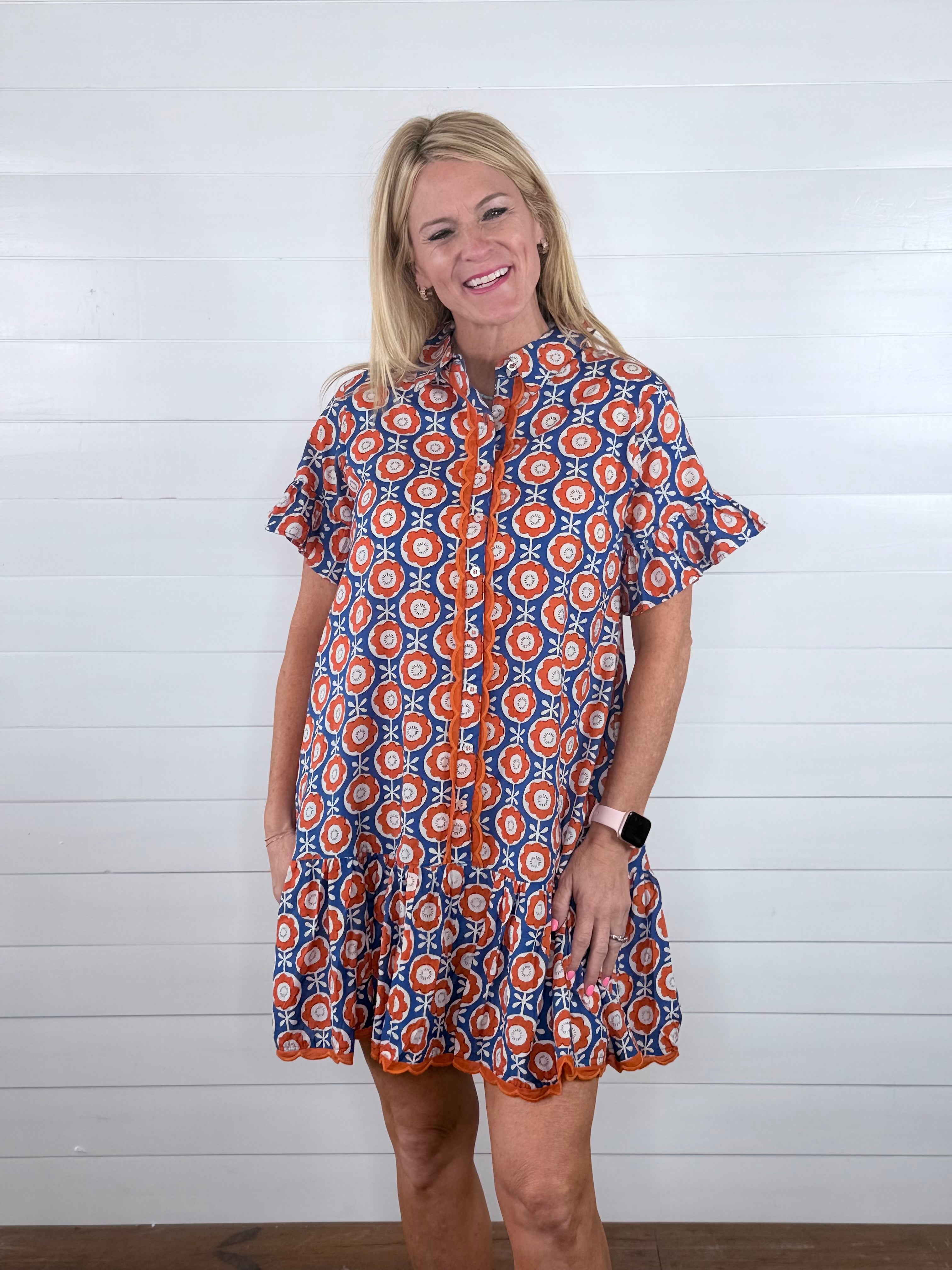 SCALLOPED SHIRT DRESS