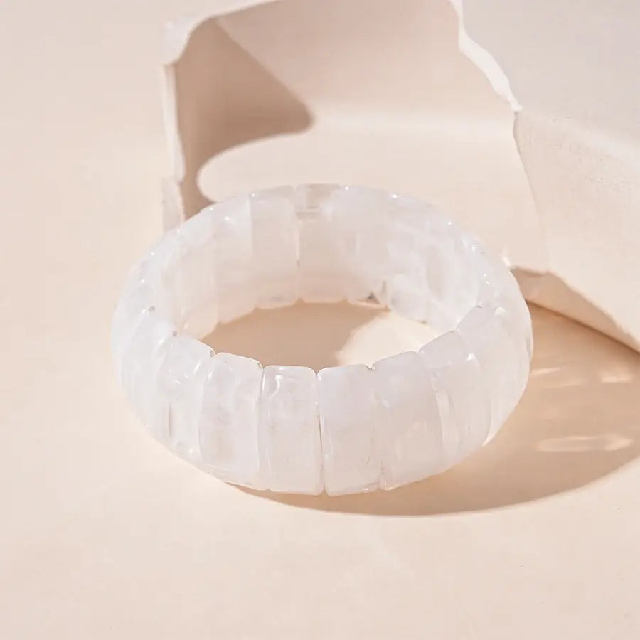 SECTIONED STRETCH BRACELET-WHITE