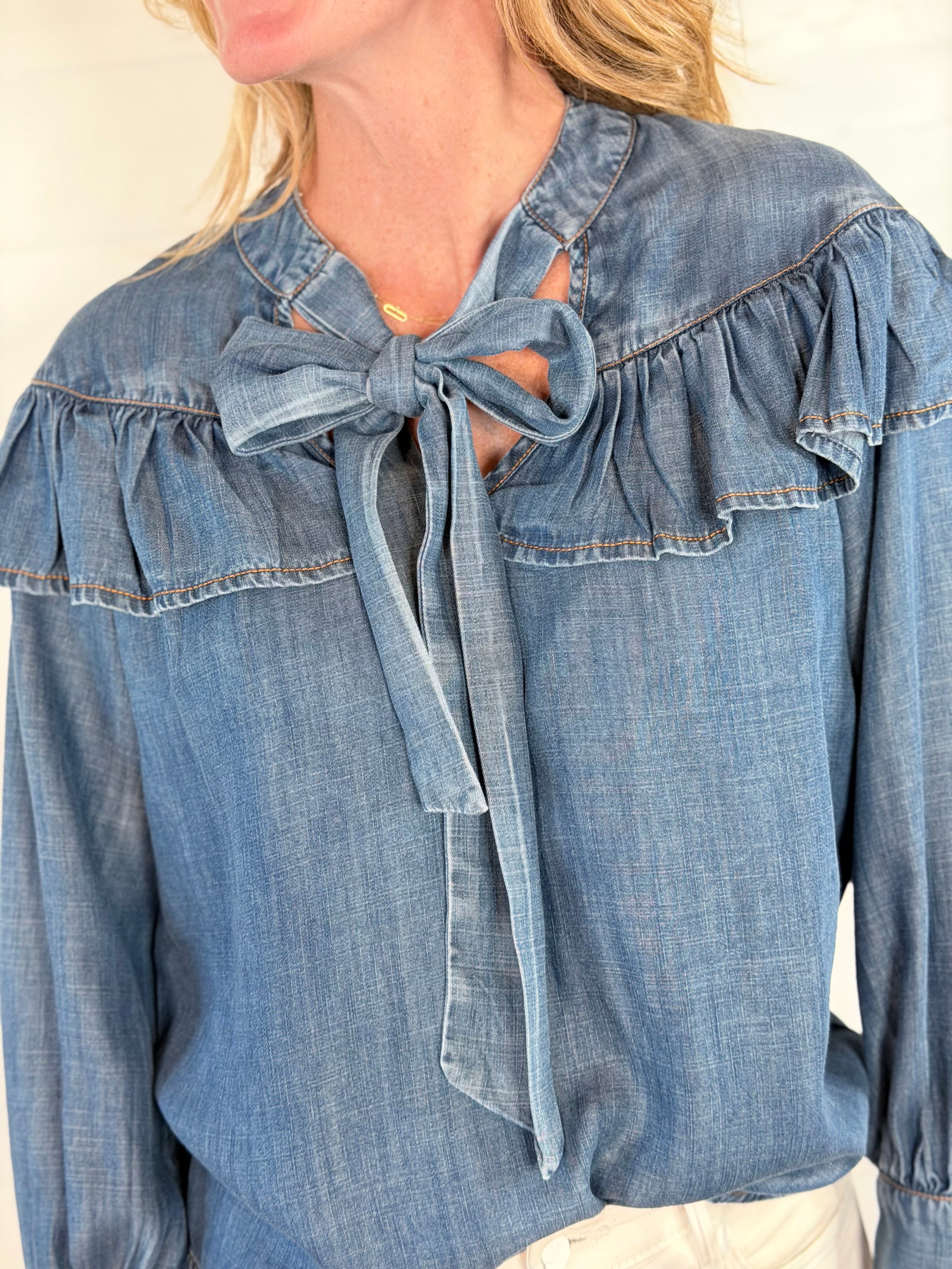 DENIM BOW TOP