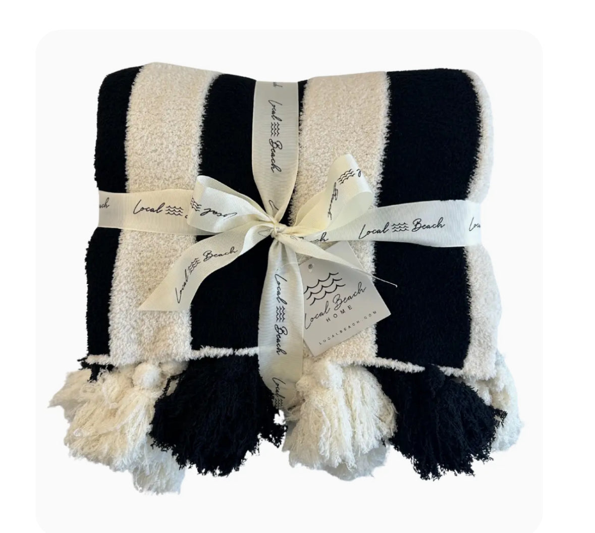 STRIPE LUXE BLANKET-BLACK