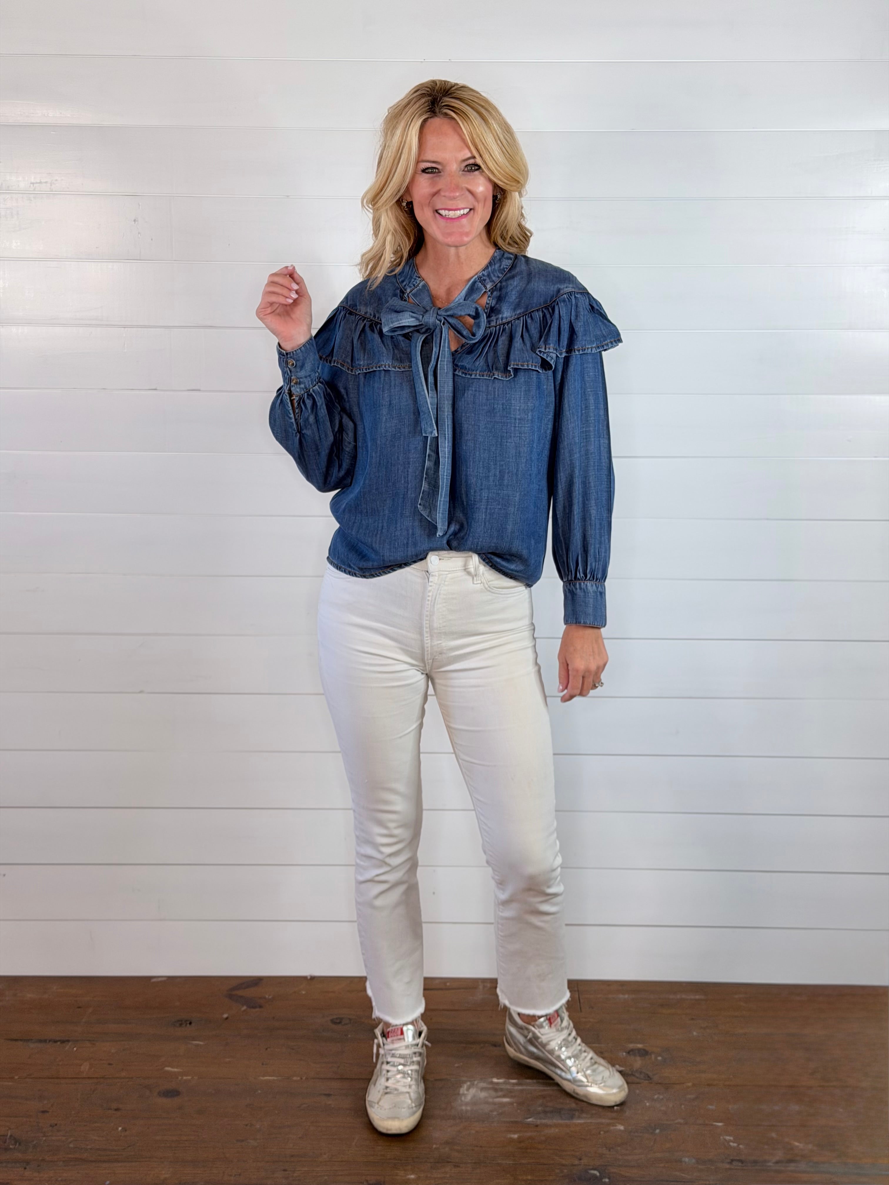 DENIM BOW TOP