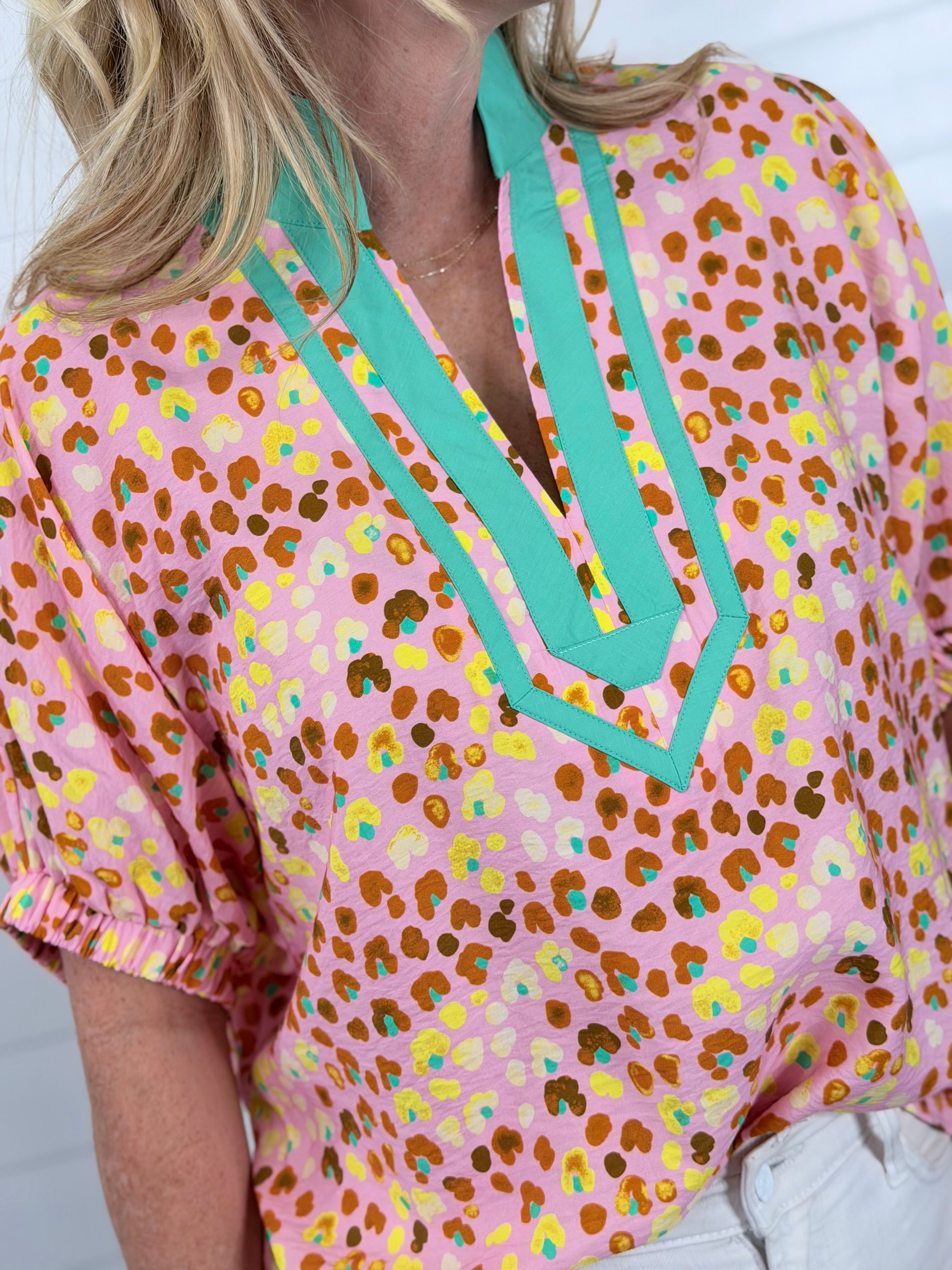 WILD ABOUT SPRING TOP-BLUSH