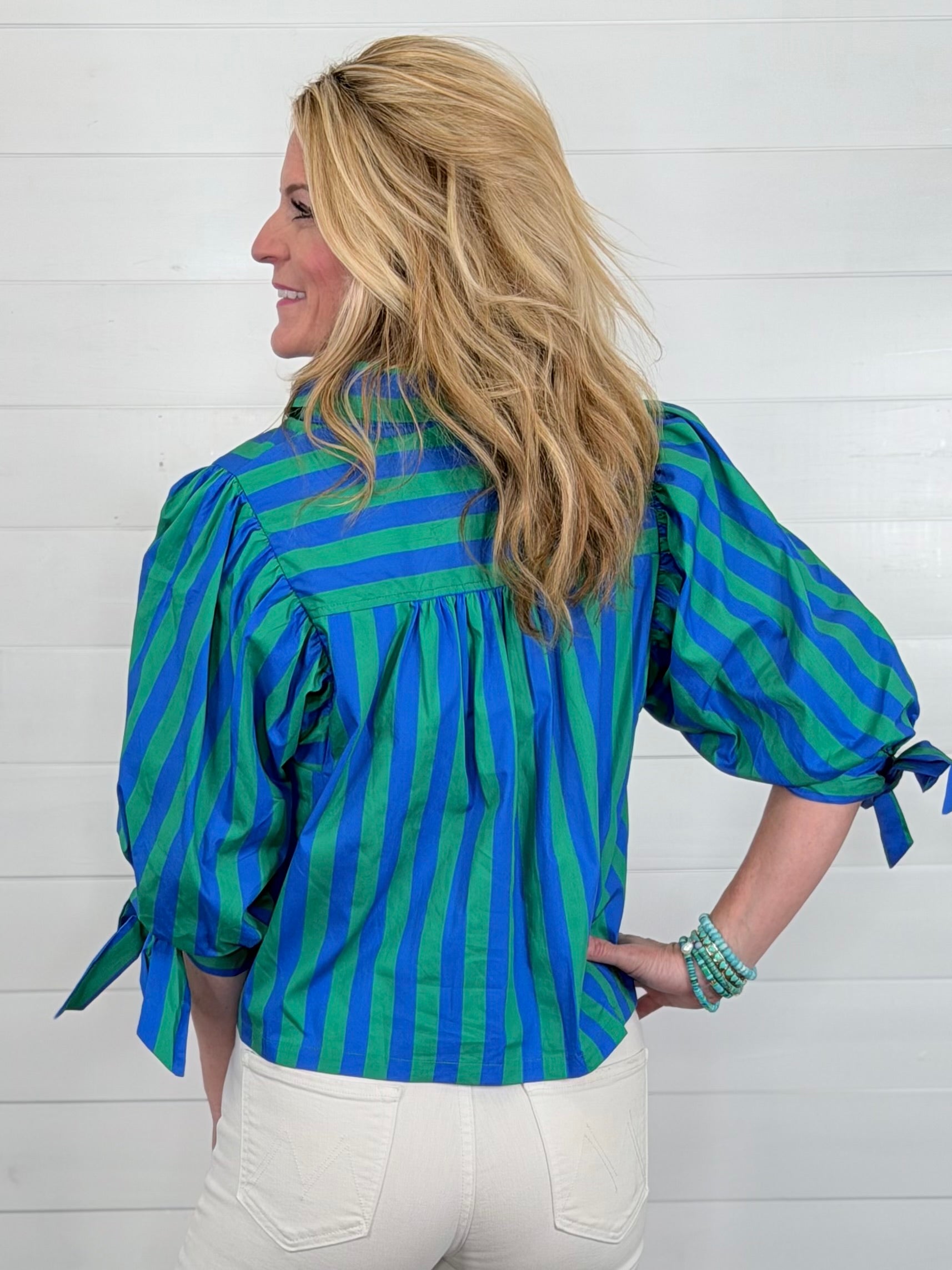 SADIE STRIPED TOP-GREEN