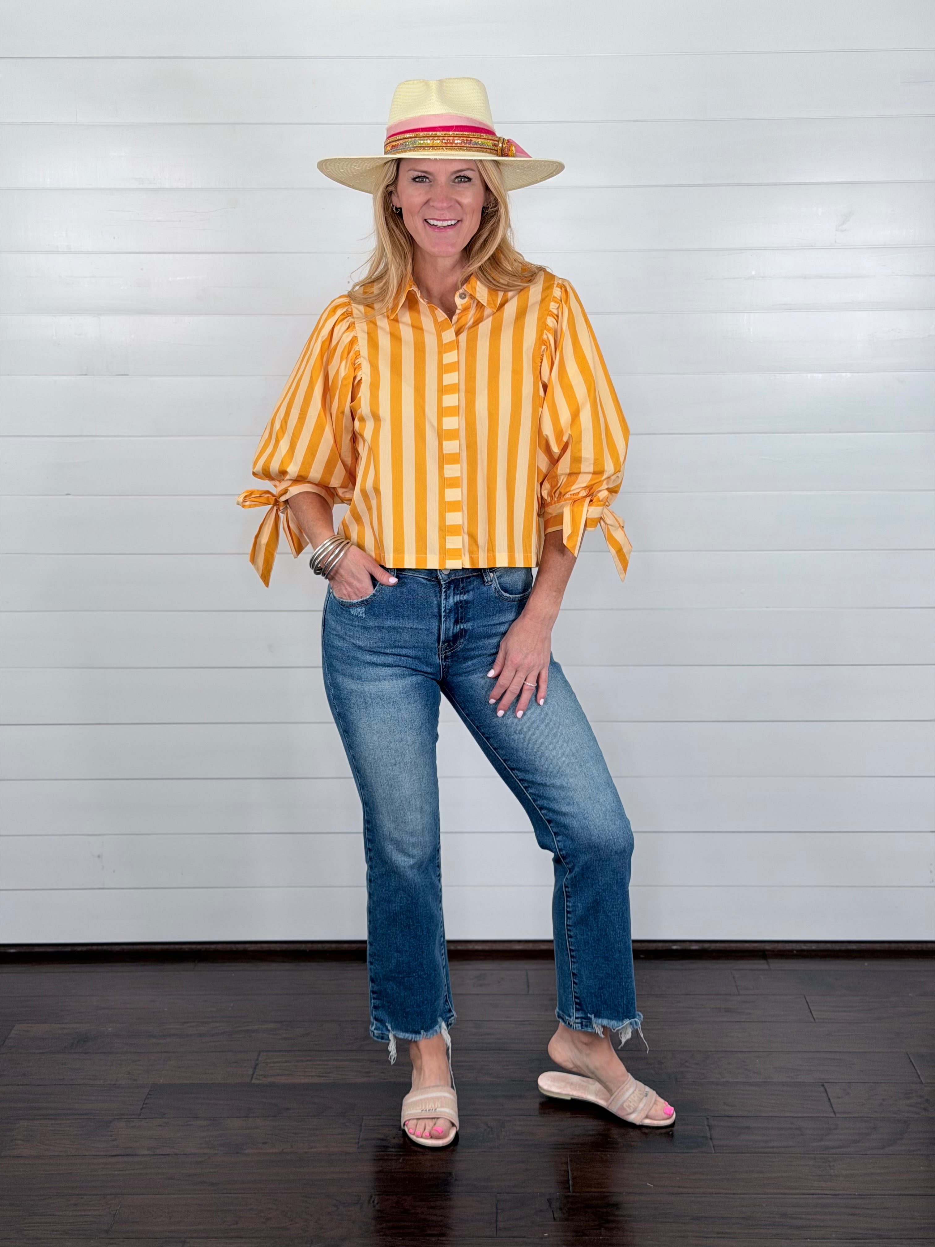 SADIE STRIPED TOP-YELLOW