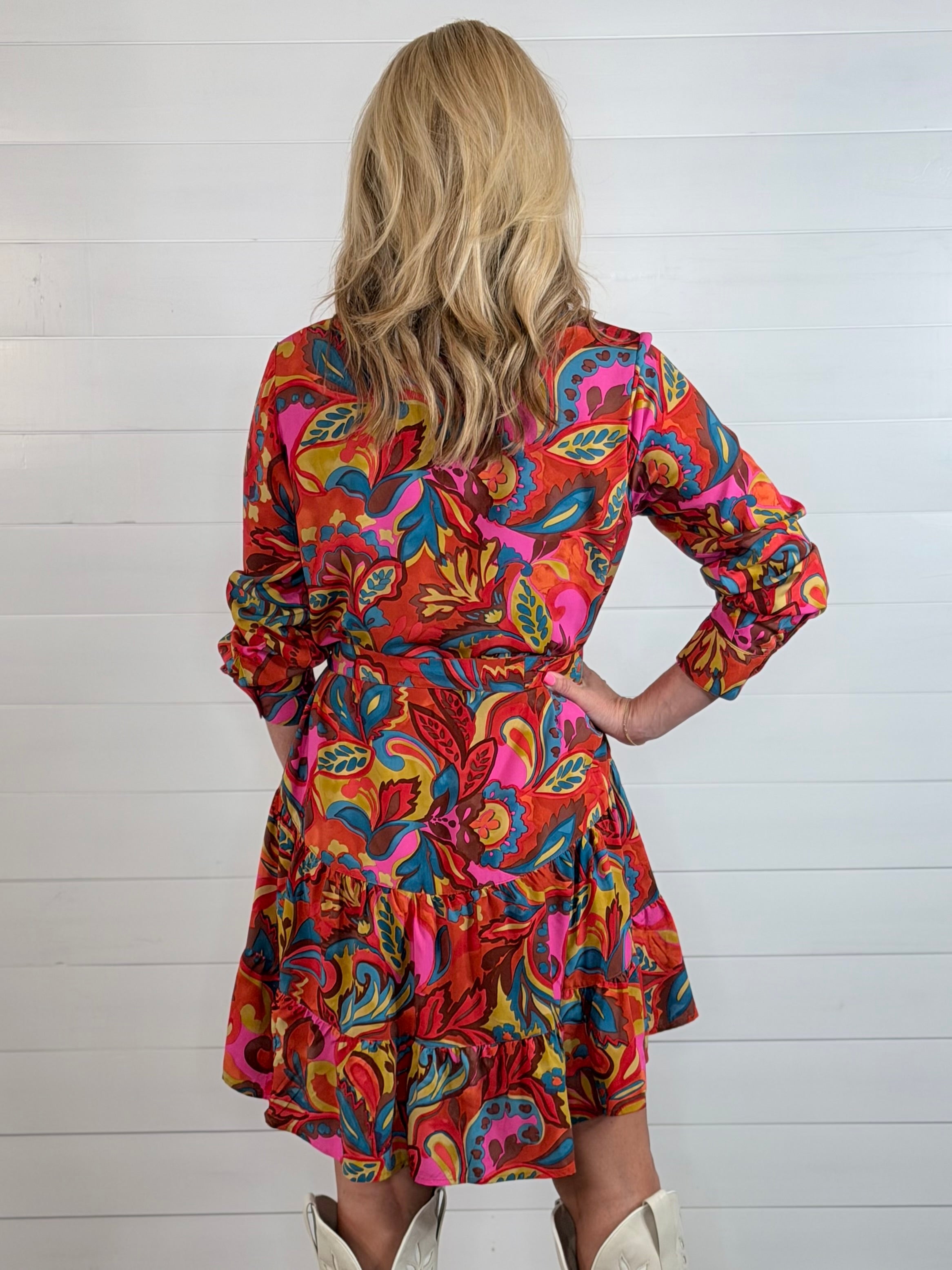 FLOUNCE HEM SHIRT DRESS
