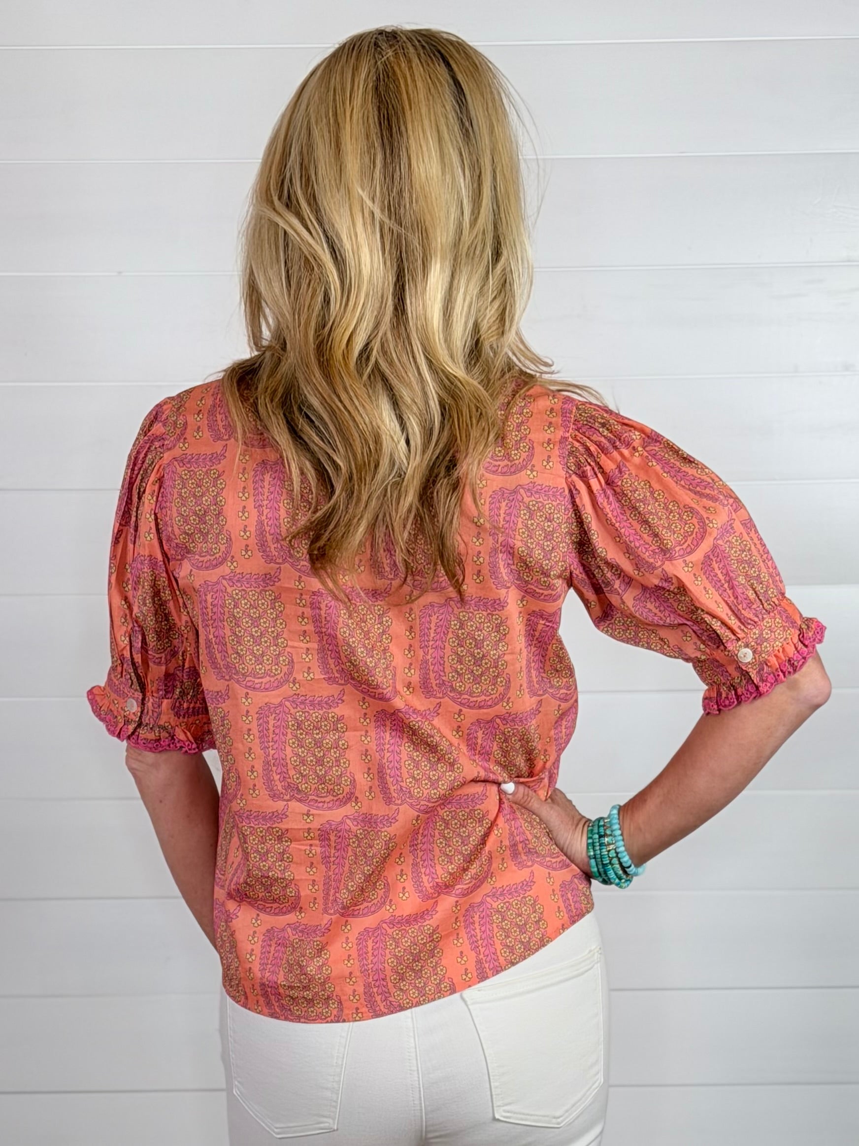 EYELET RUFFLED TOP
