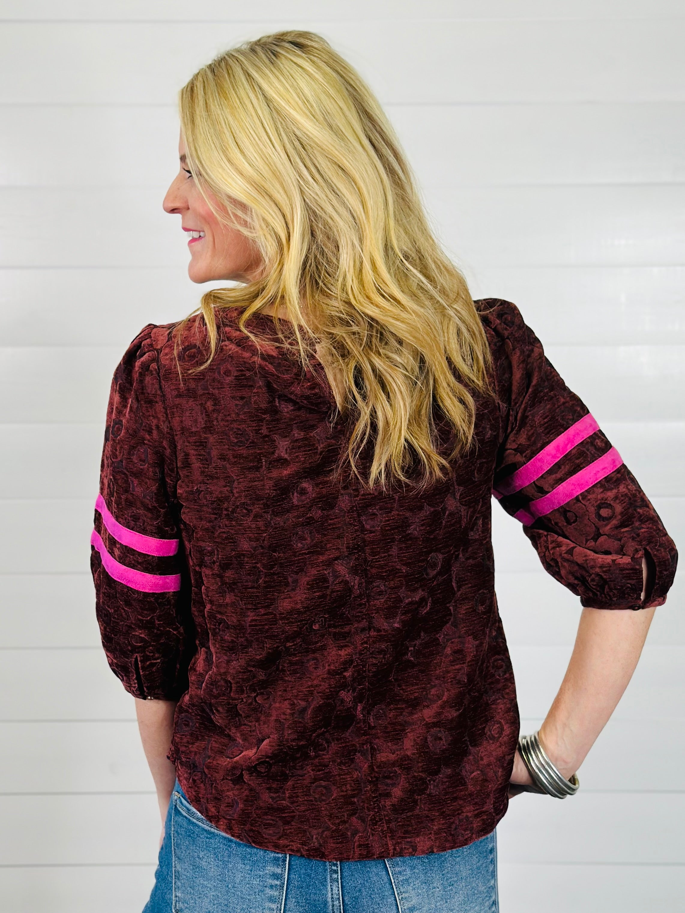 VELVET CRUSH TOP-BURGUNDY
