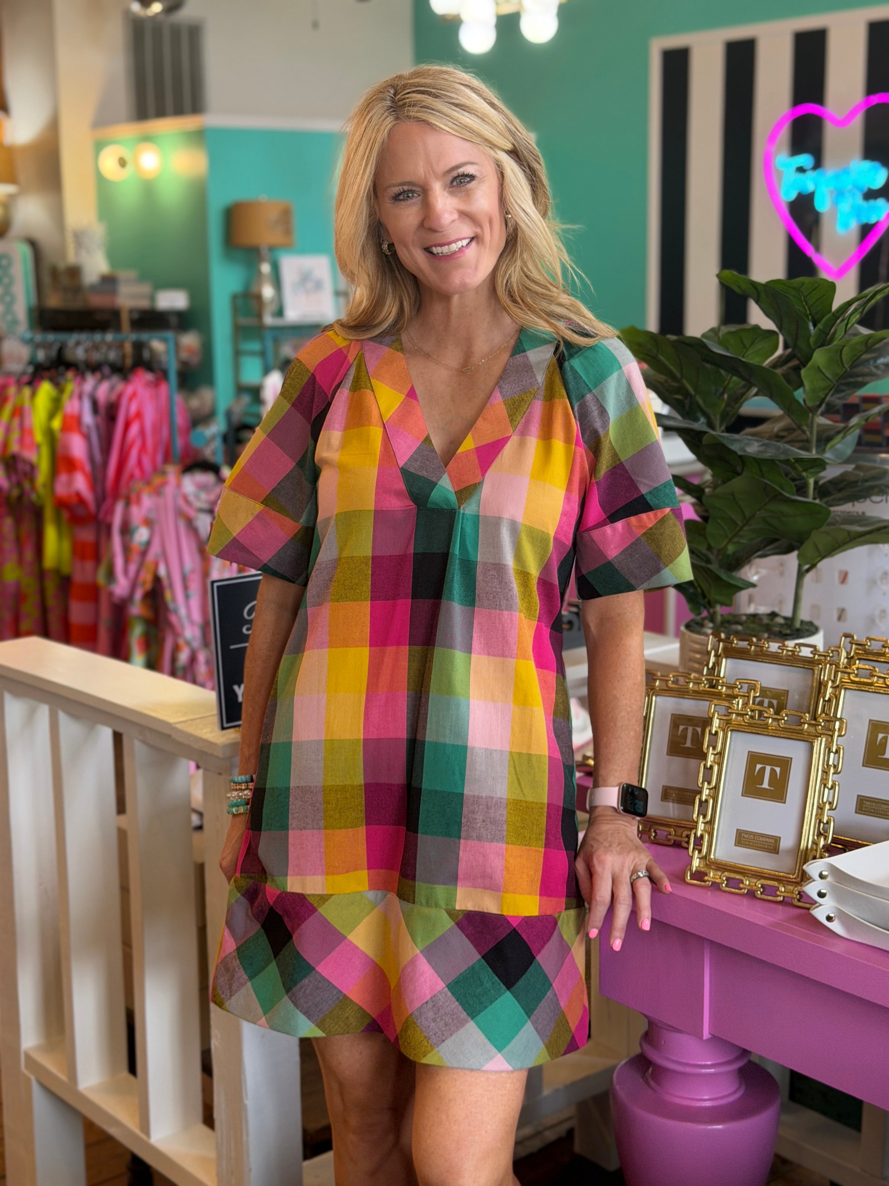 CHECKED SHIFT DRESS
