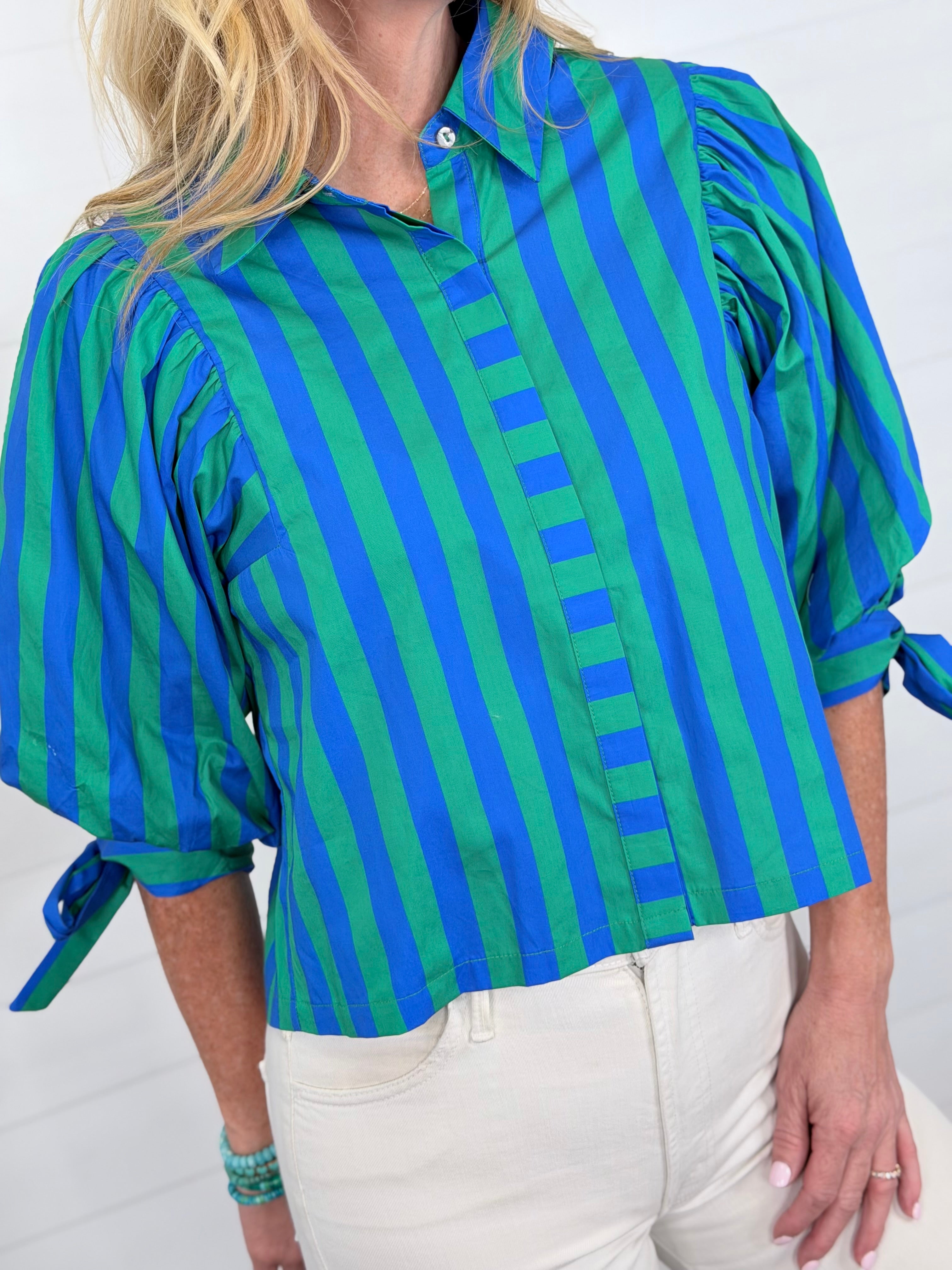 SADIE STRIPED TOP-GREEN