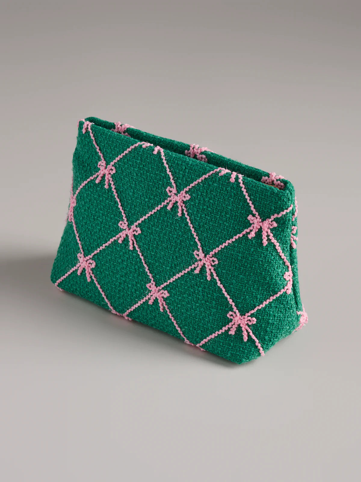 TINSEL BOW ZIP POUCH-GREEN