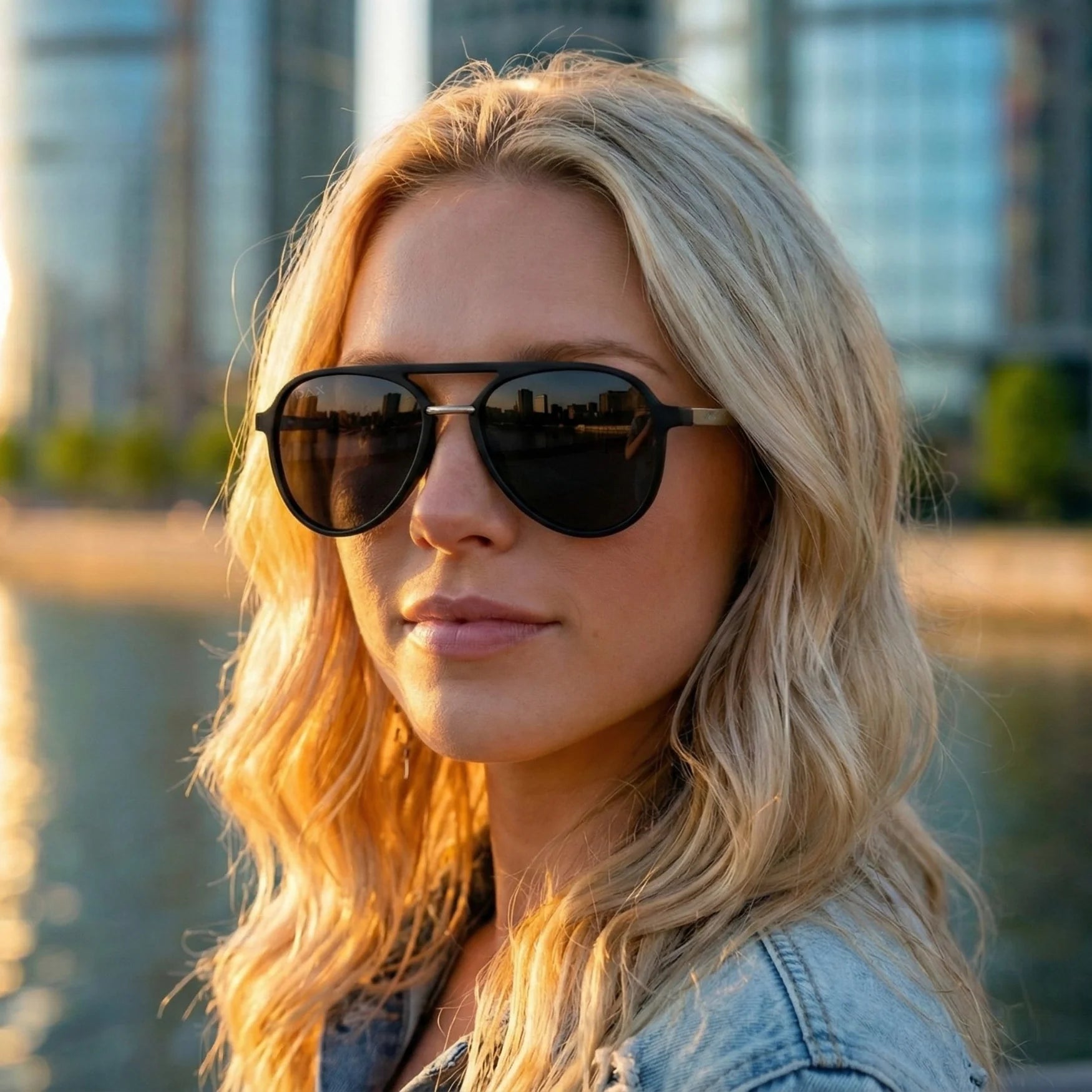 DAX-EARHART BLACK SUNGLASSES