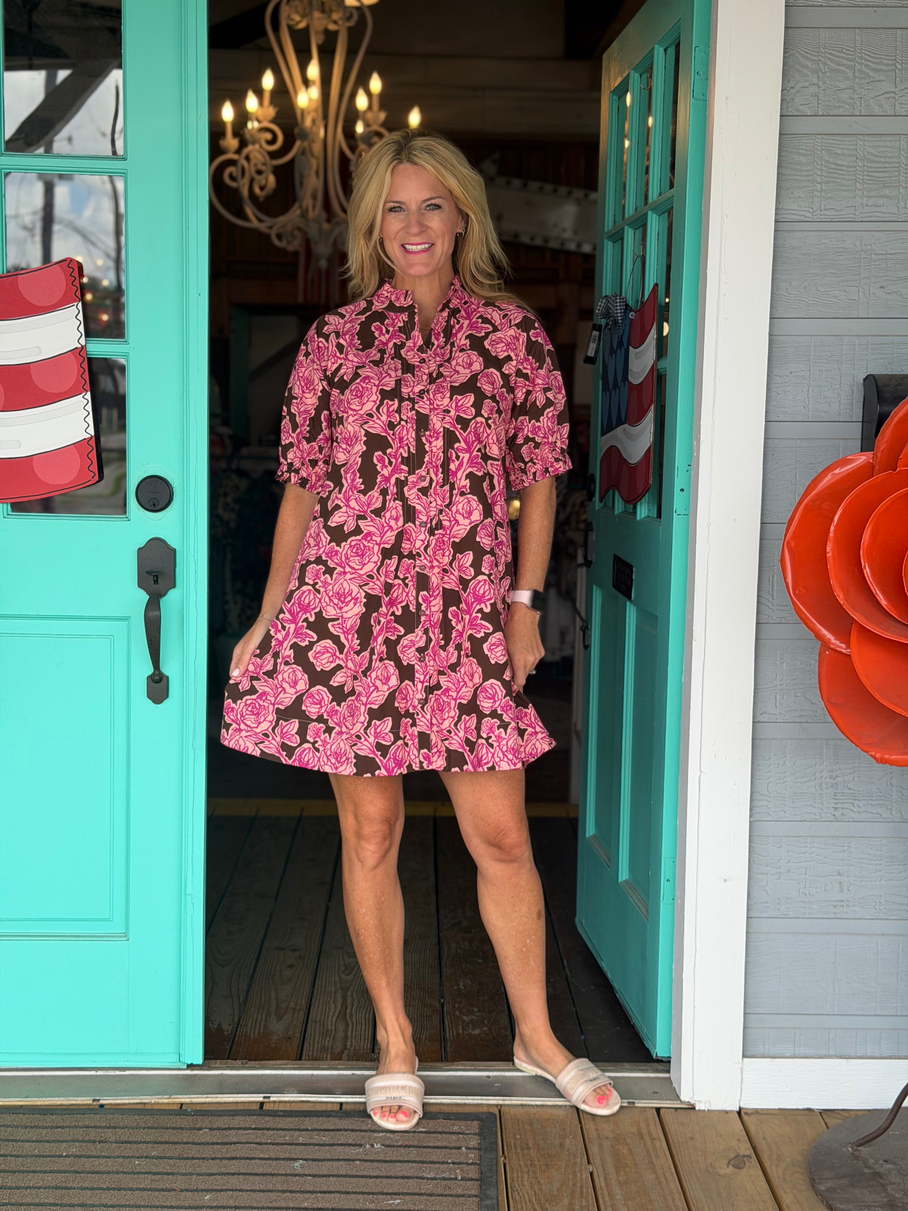 ROSE PIN TUCK DRESS