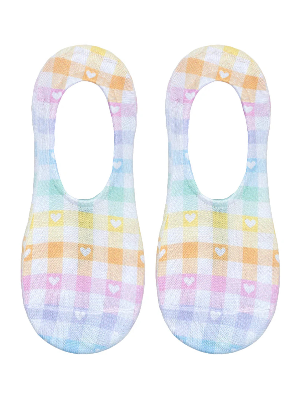 LINER SOCKS-HEART PLAID