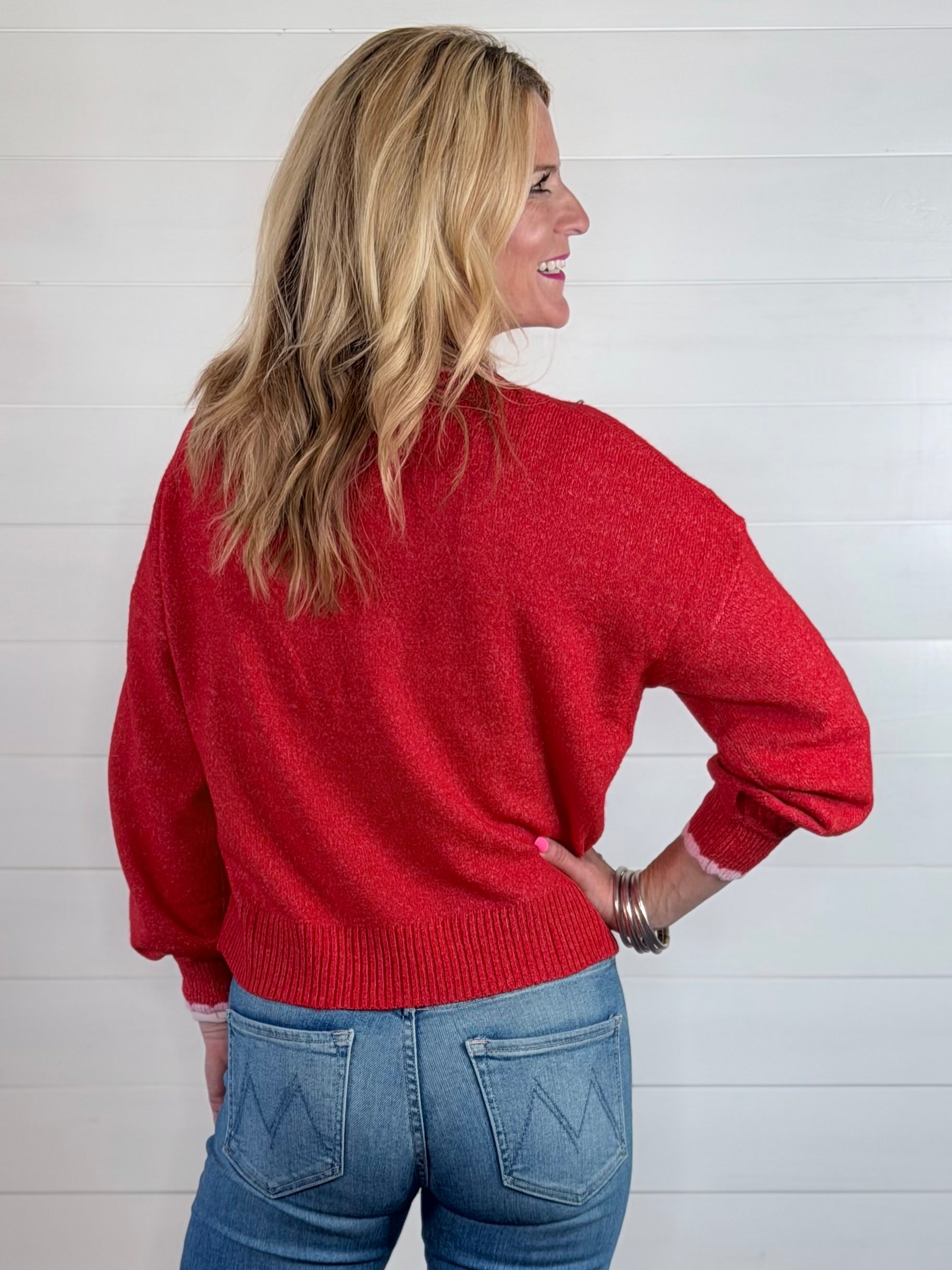 MERRY SCALLOPED TRIM SWEATER