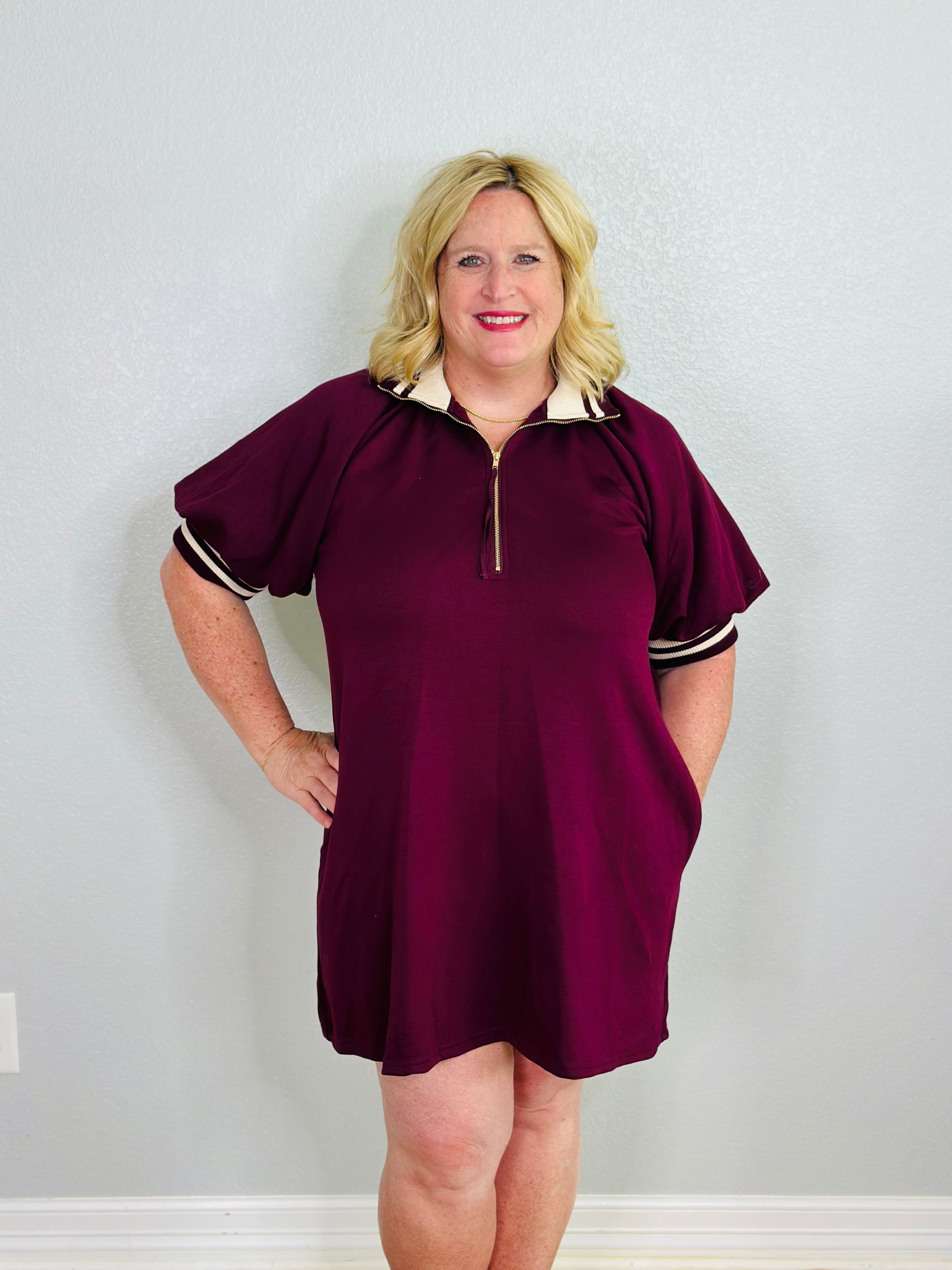 EVERYDAY CHIC DRESS-BURGUNDY-PLUS