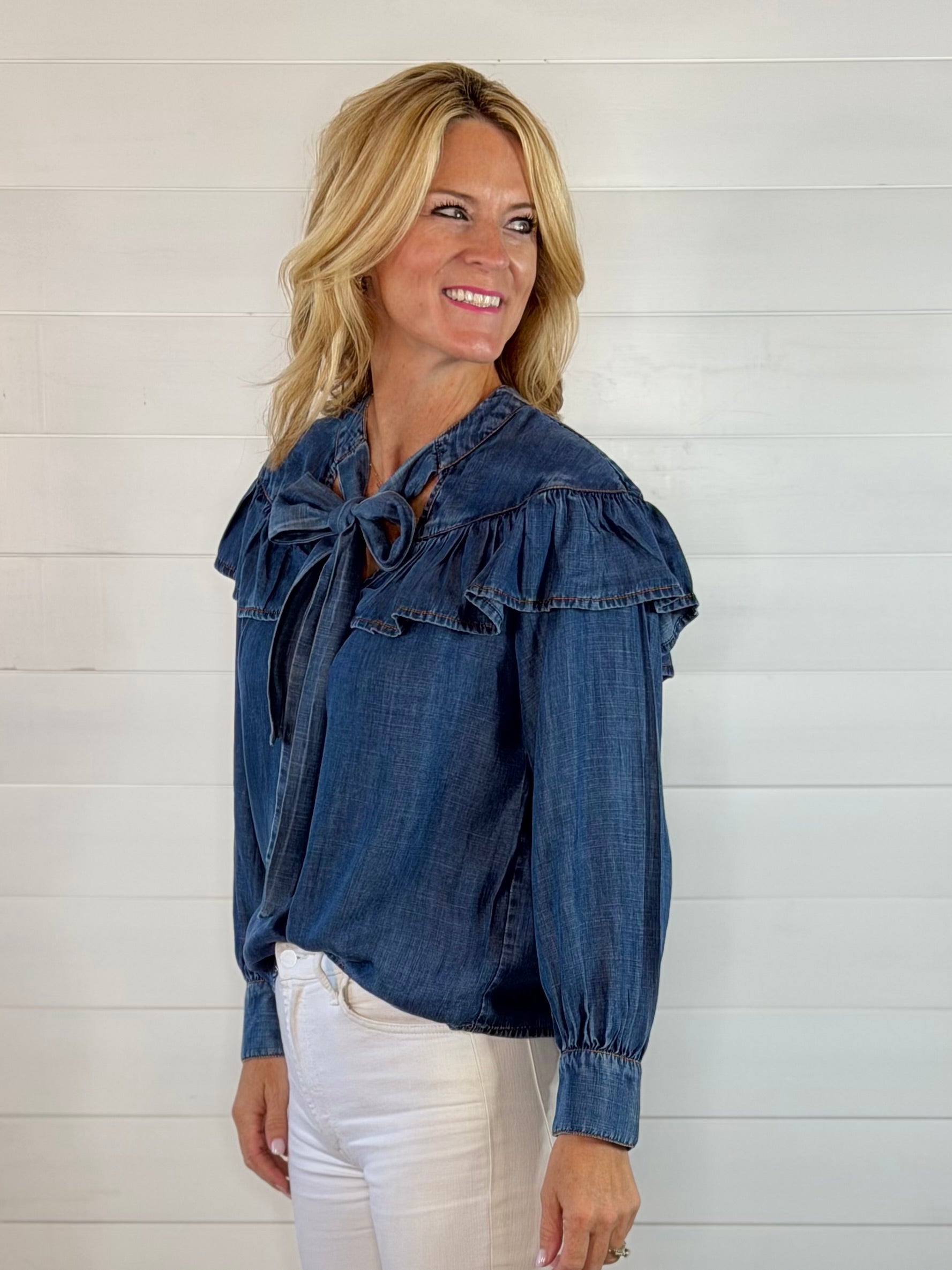 DENIM BOW TOP