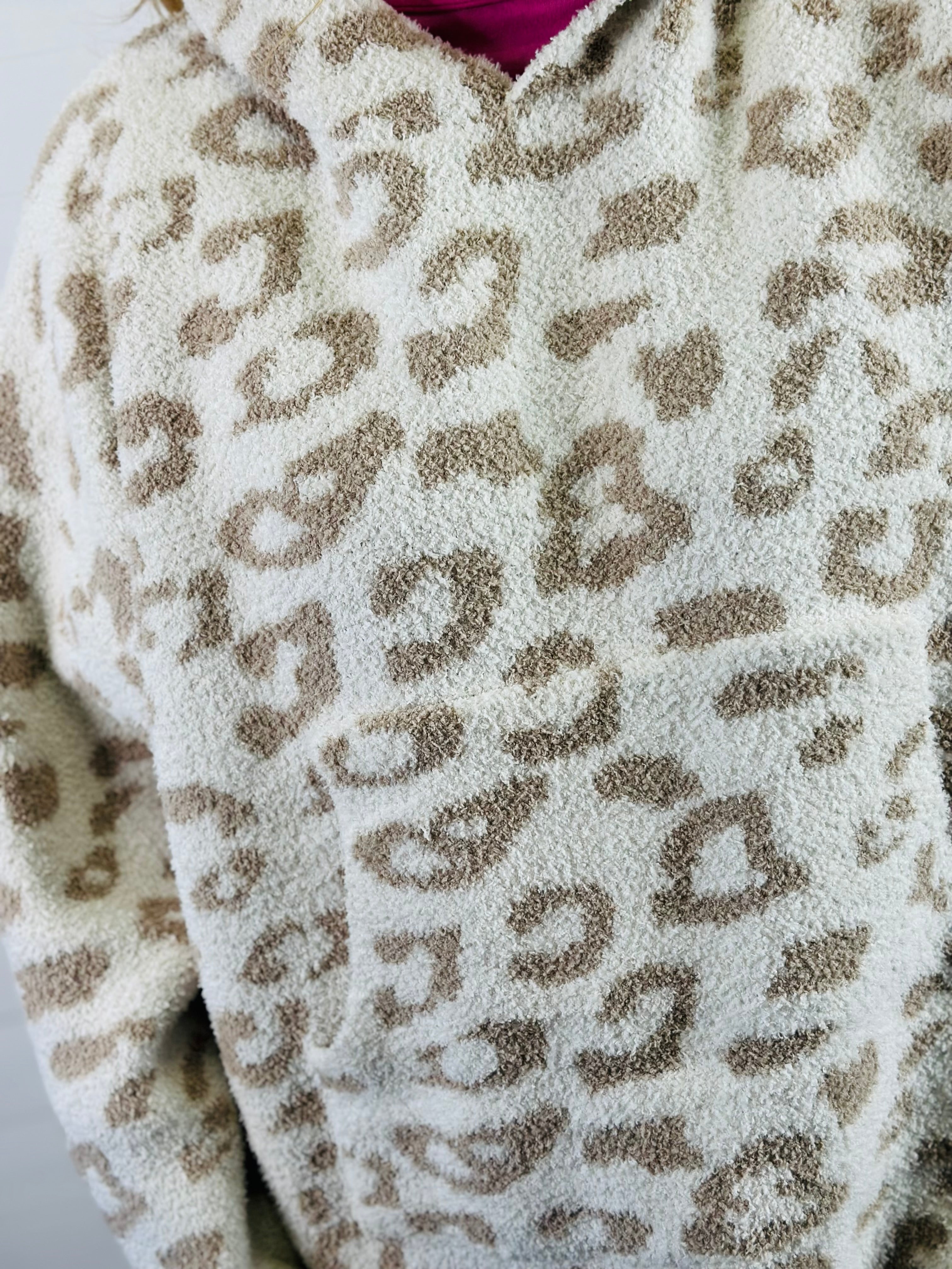 LEOPARD PRINT HOODED SNUGGIE-BEIGE