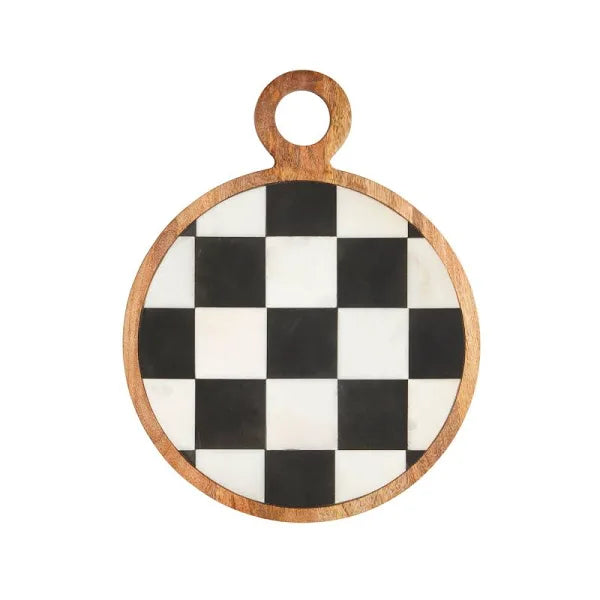CHECKERED ROUND WOOD BOARD