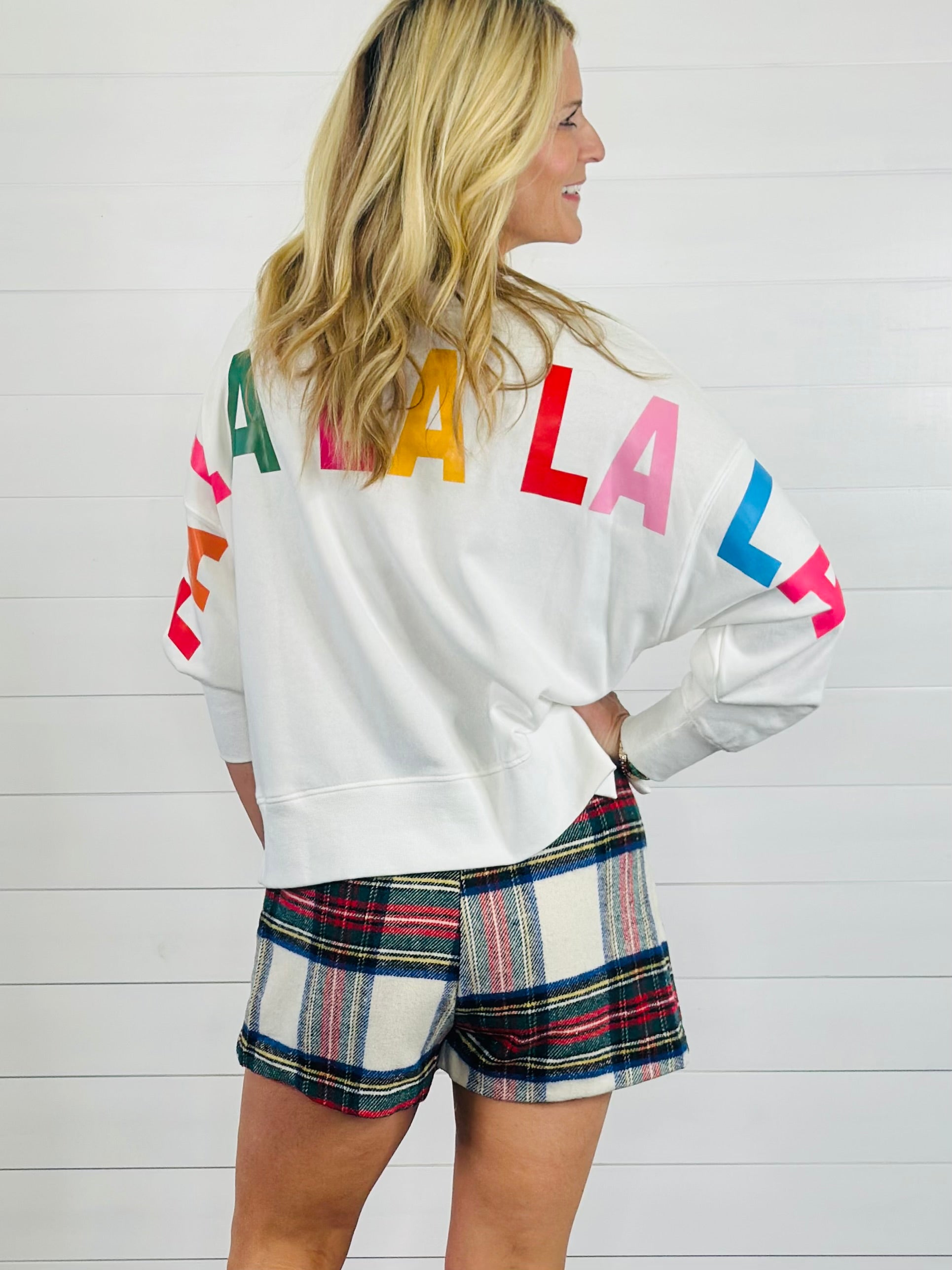 GETTIN' FESTIVE PLAID SKIRT-WHITE