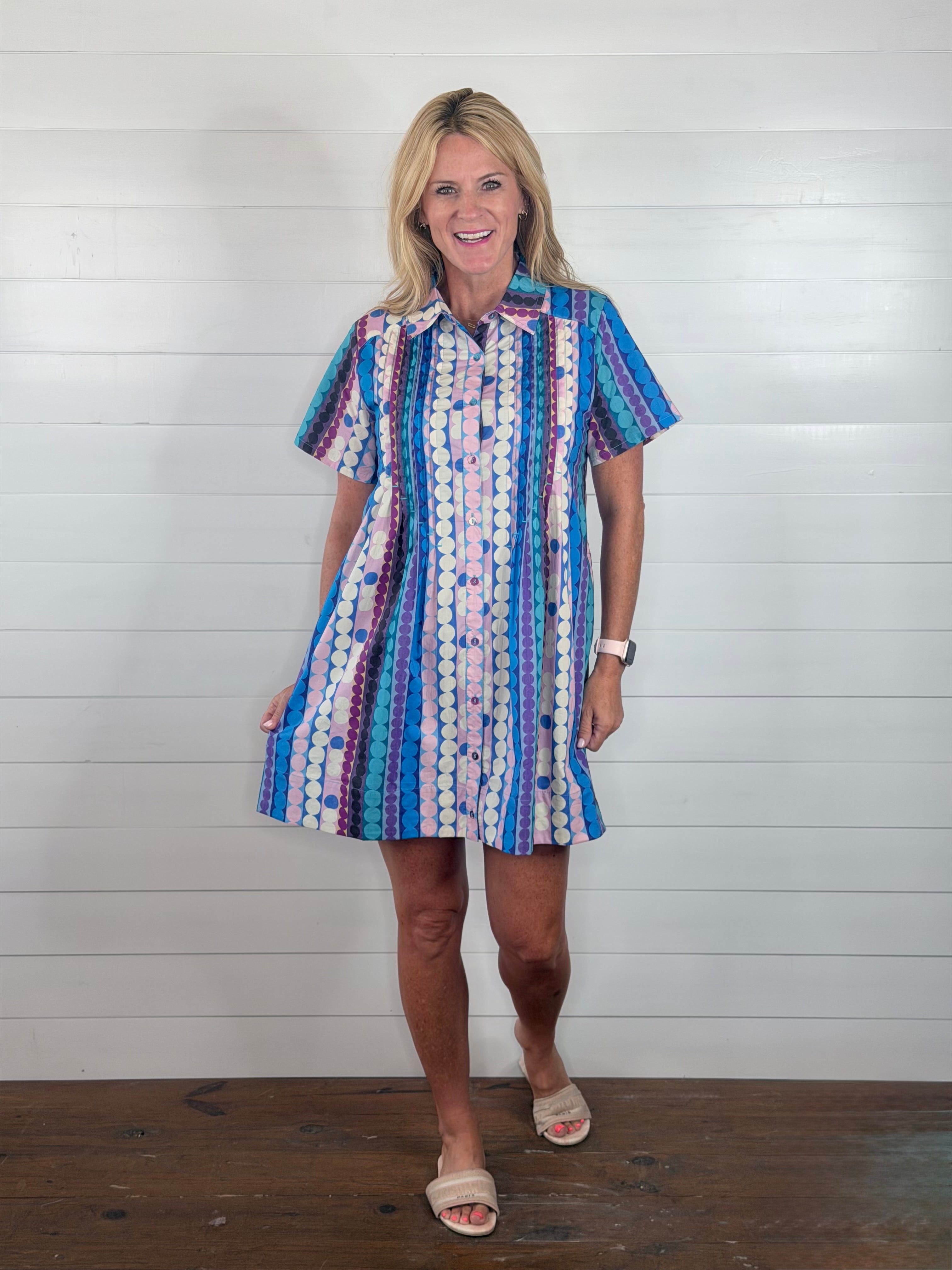 COLORFUL TUXEDO SHIRT DRESS