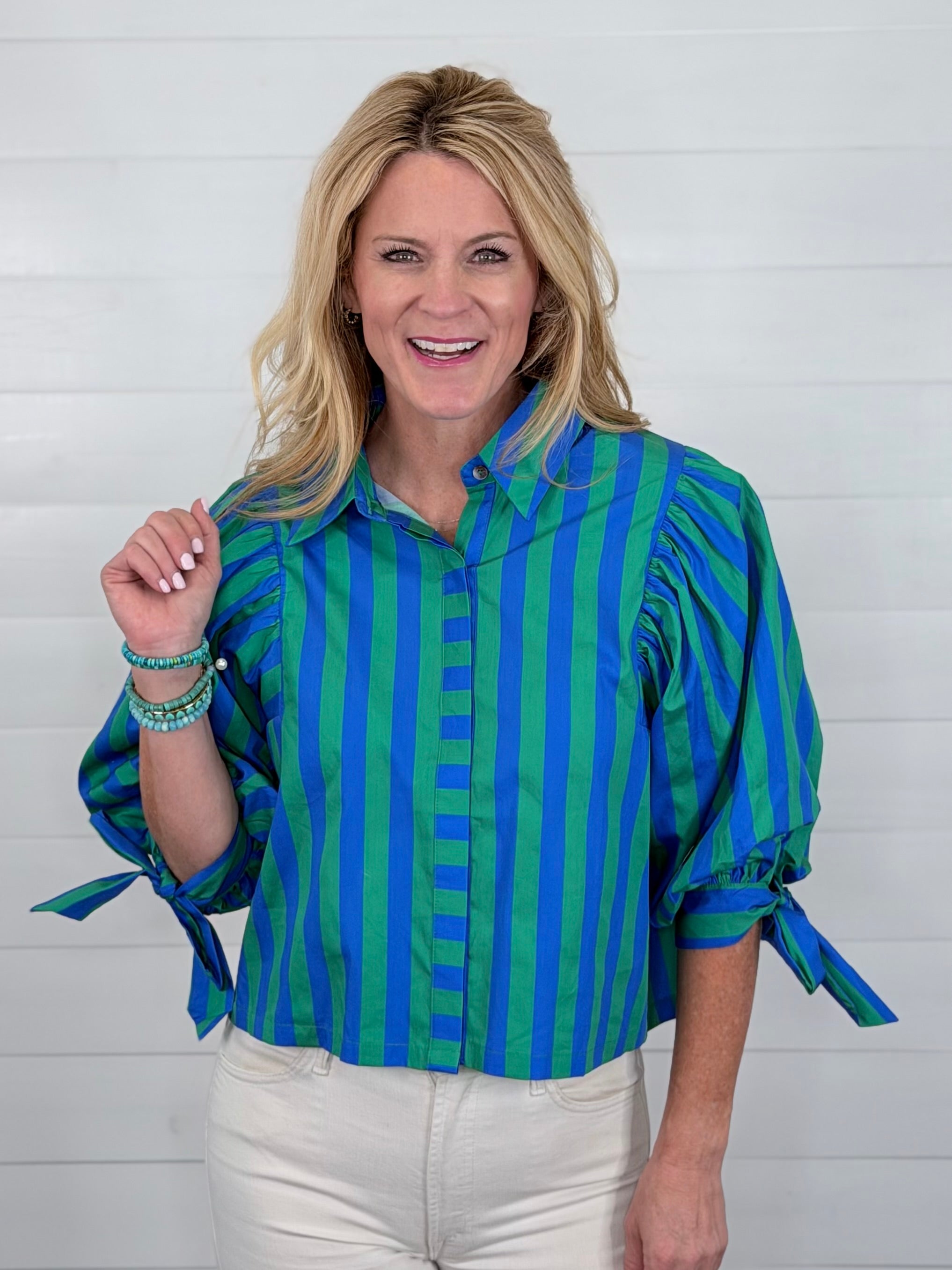 SADIE STRIPED TOP-GREEN