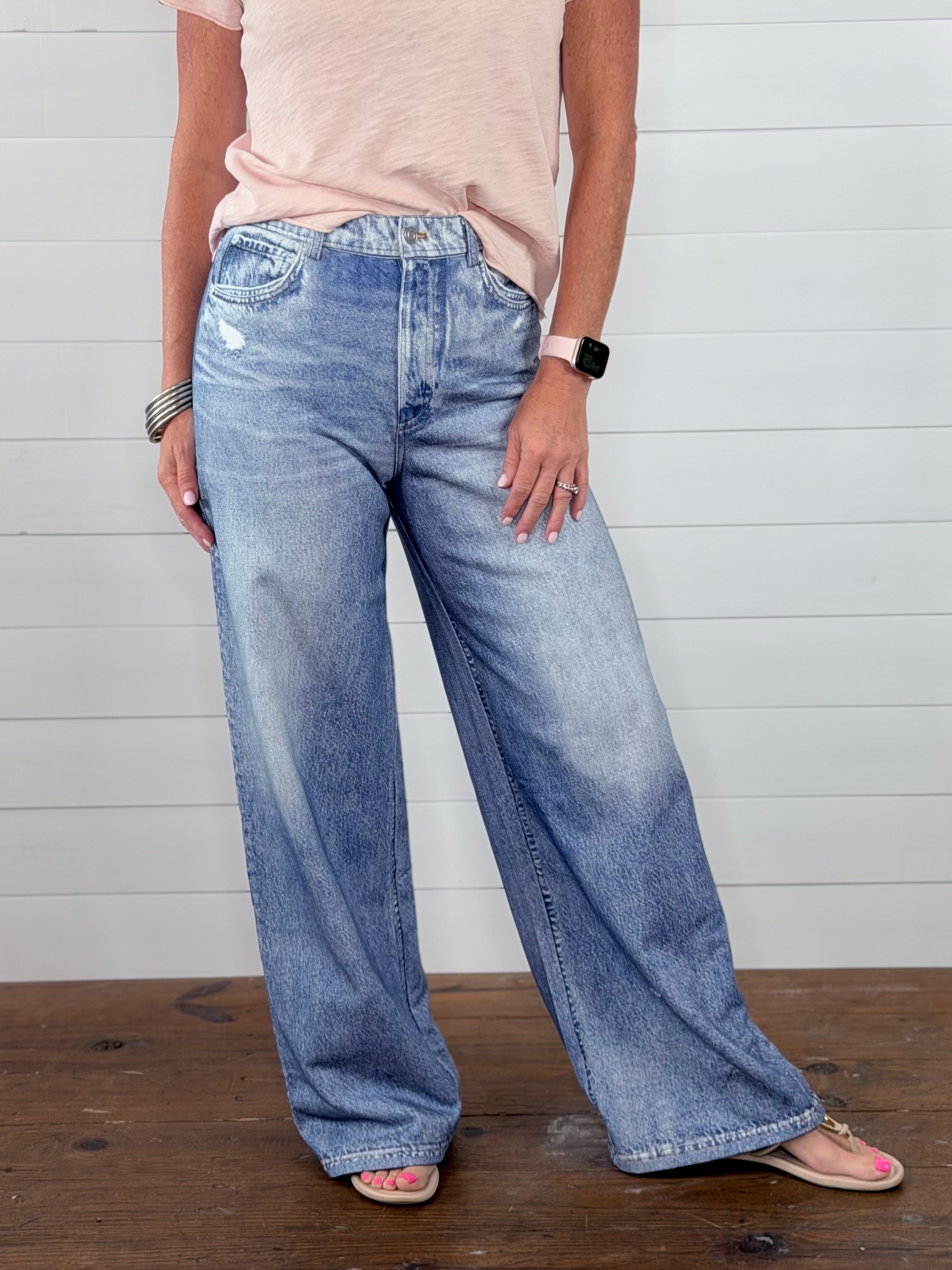 FANCY FAUX DENIM PANTS